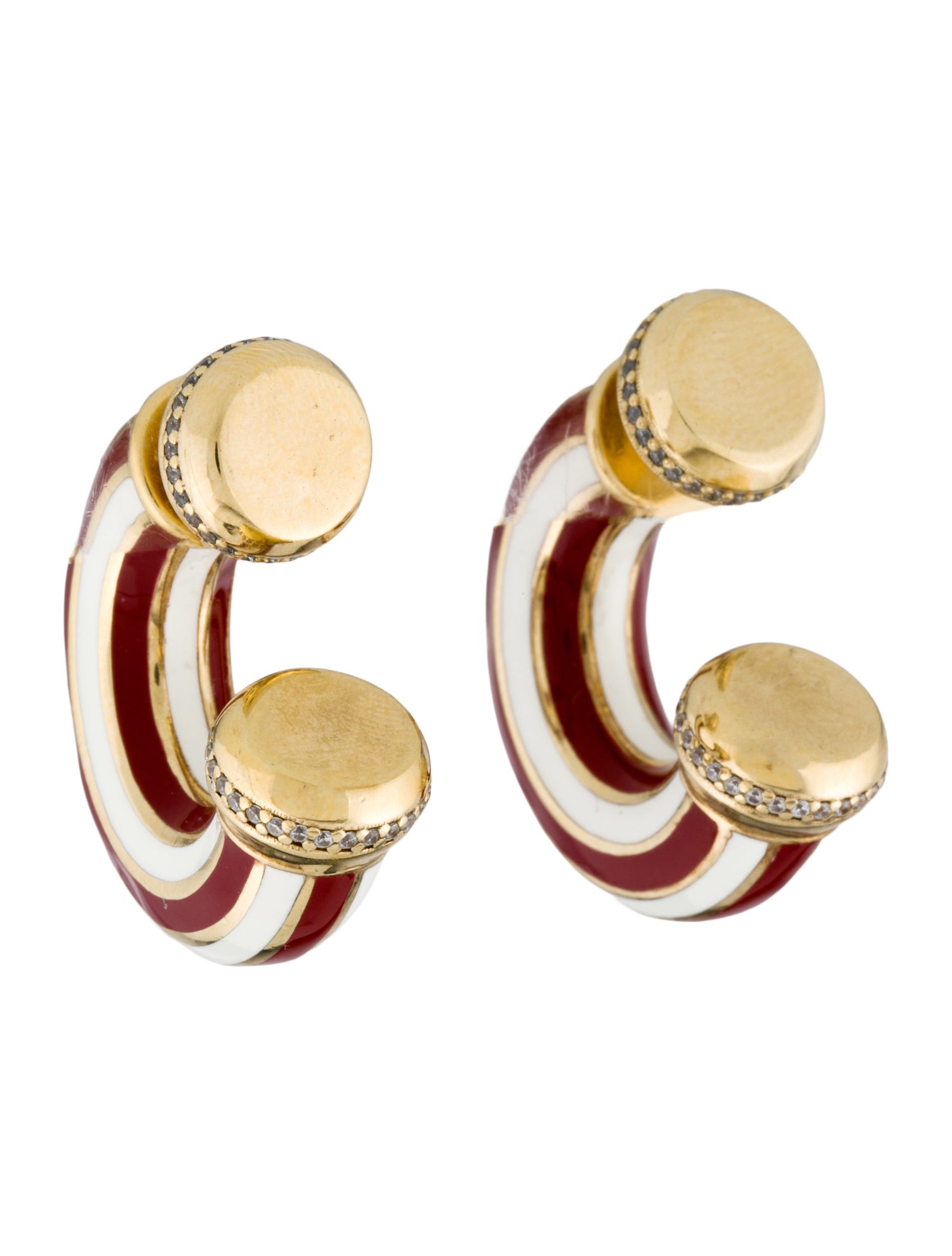 Bottega Veneta Enamel & Crystal Puzzle Hoop Earrings