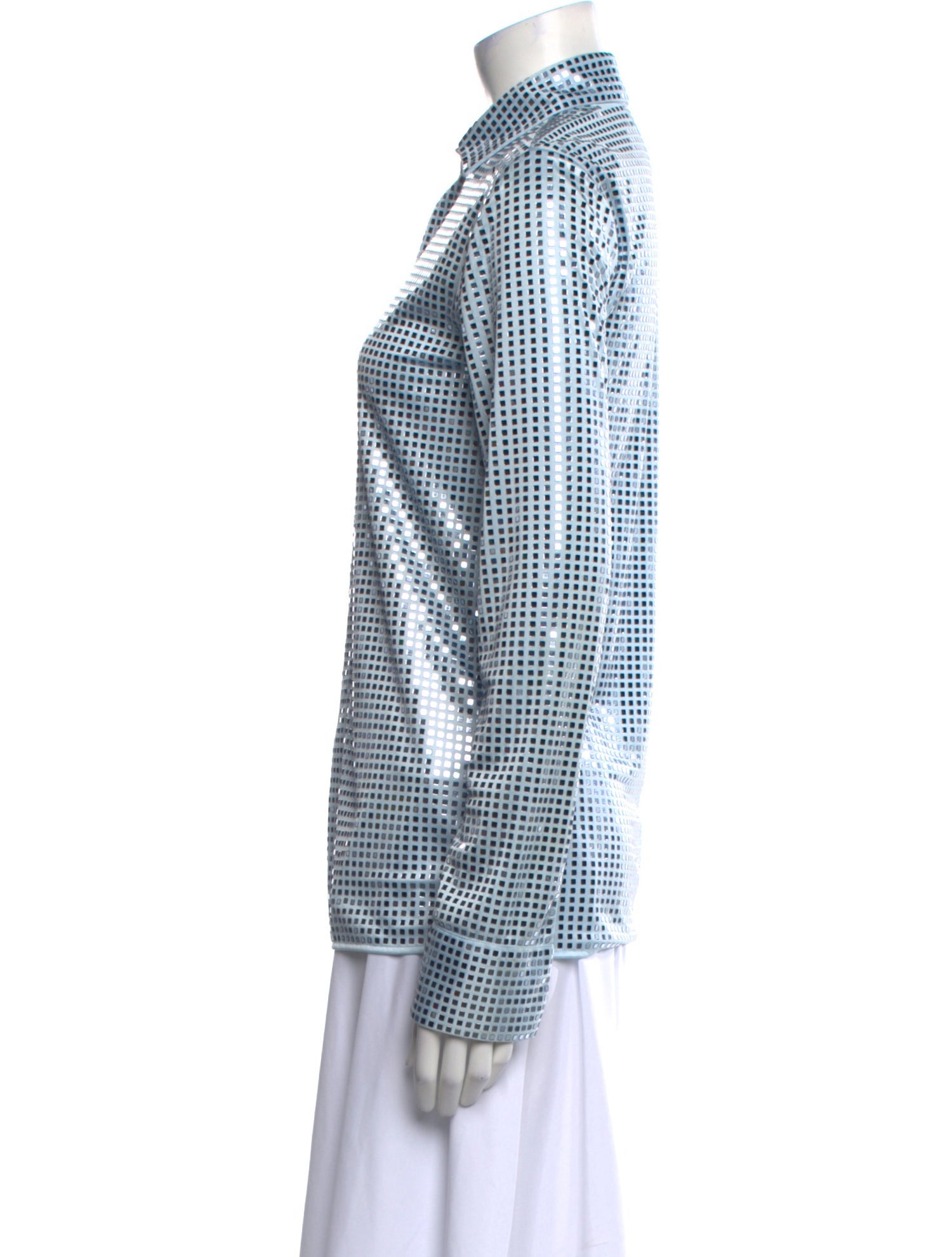 Bottega Veneta Printed Long Sleeve Button-Up Top