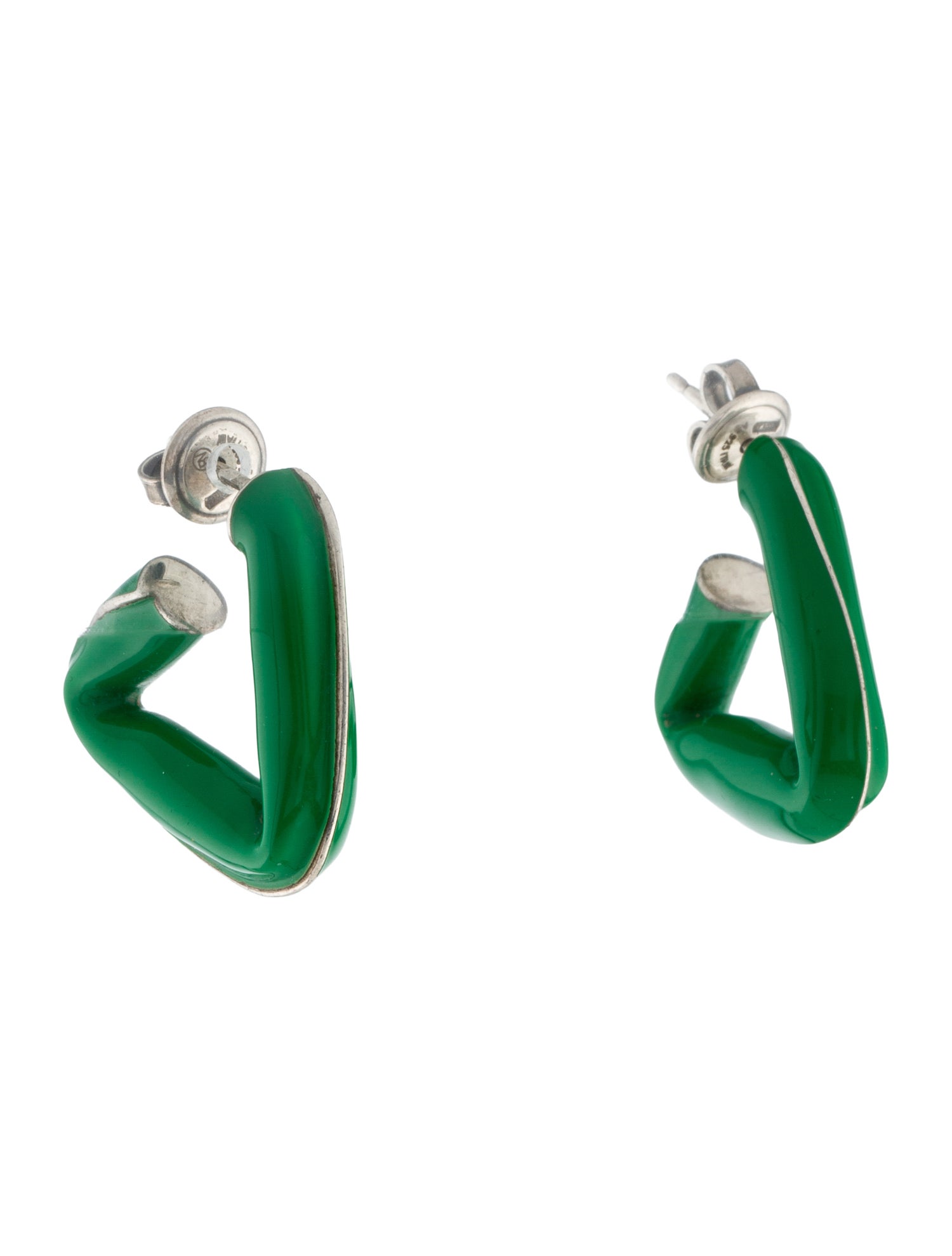Bottega Veneta Enamel Triangle Hoop Earrings