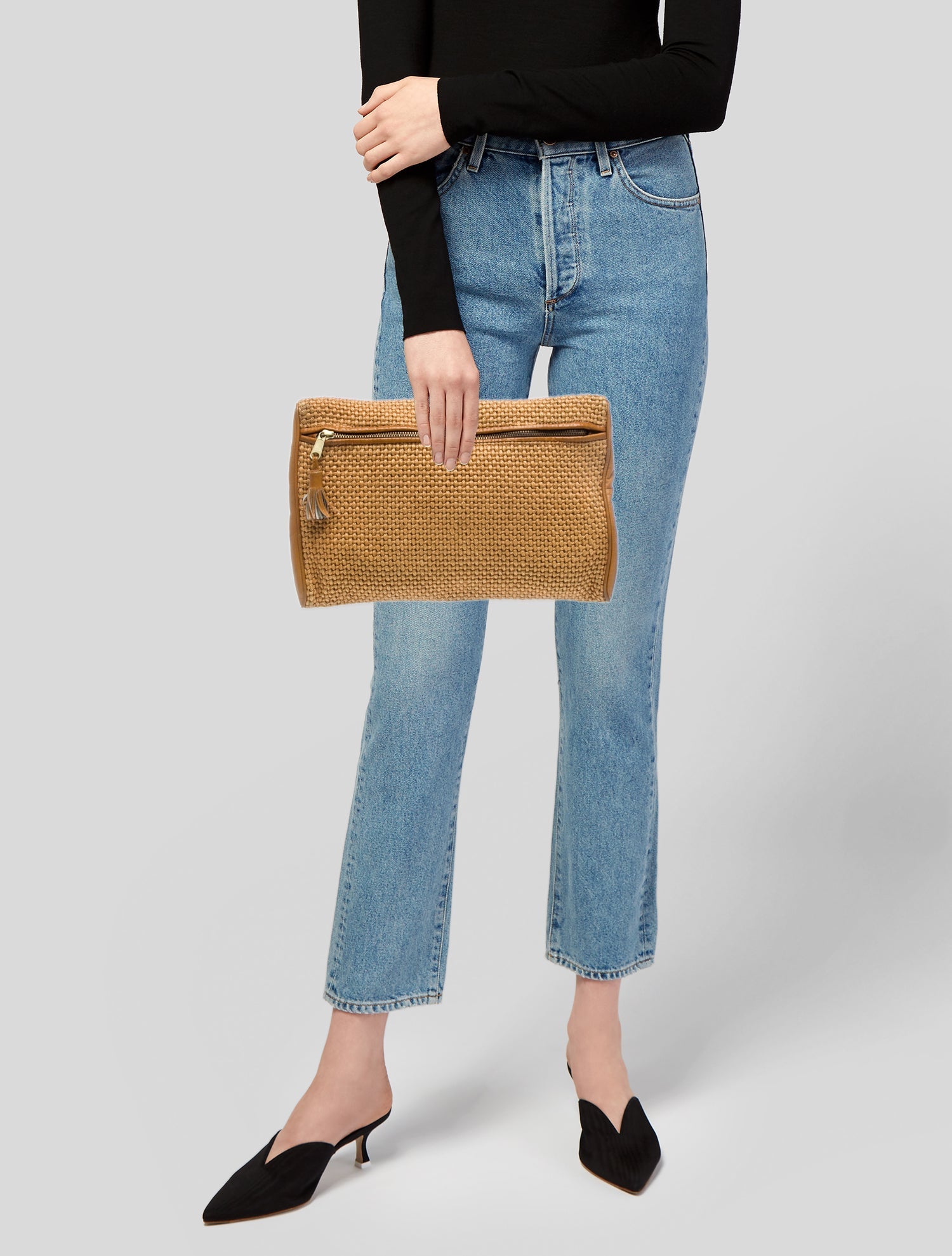 Bottega Veneta Straw Portfolio Vintage