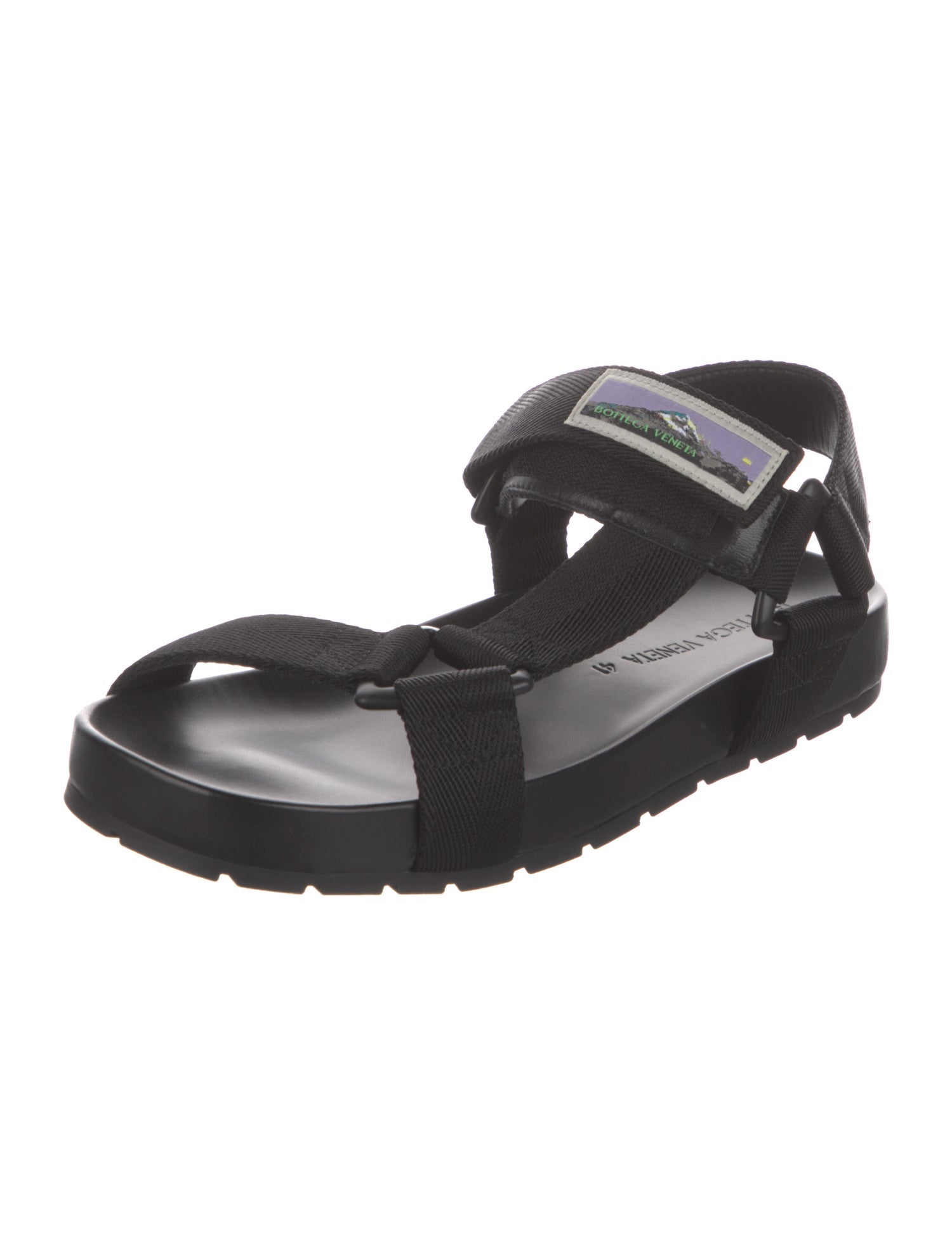 Bottega Veneta Nylon Leather Trim Embellishment Sandals