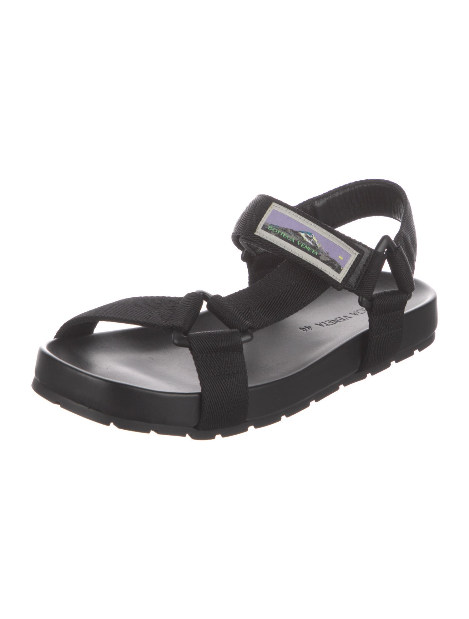 Bottega Veneta Nylon Leather Trim Embellishment Sandals