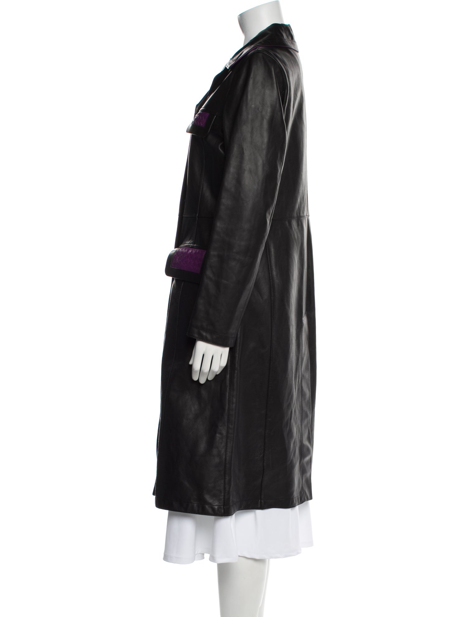 Bottega Veneta Calf Leather Colorblock Pattern Coat