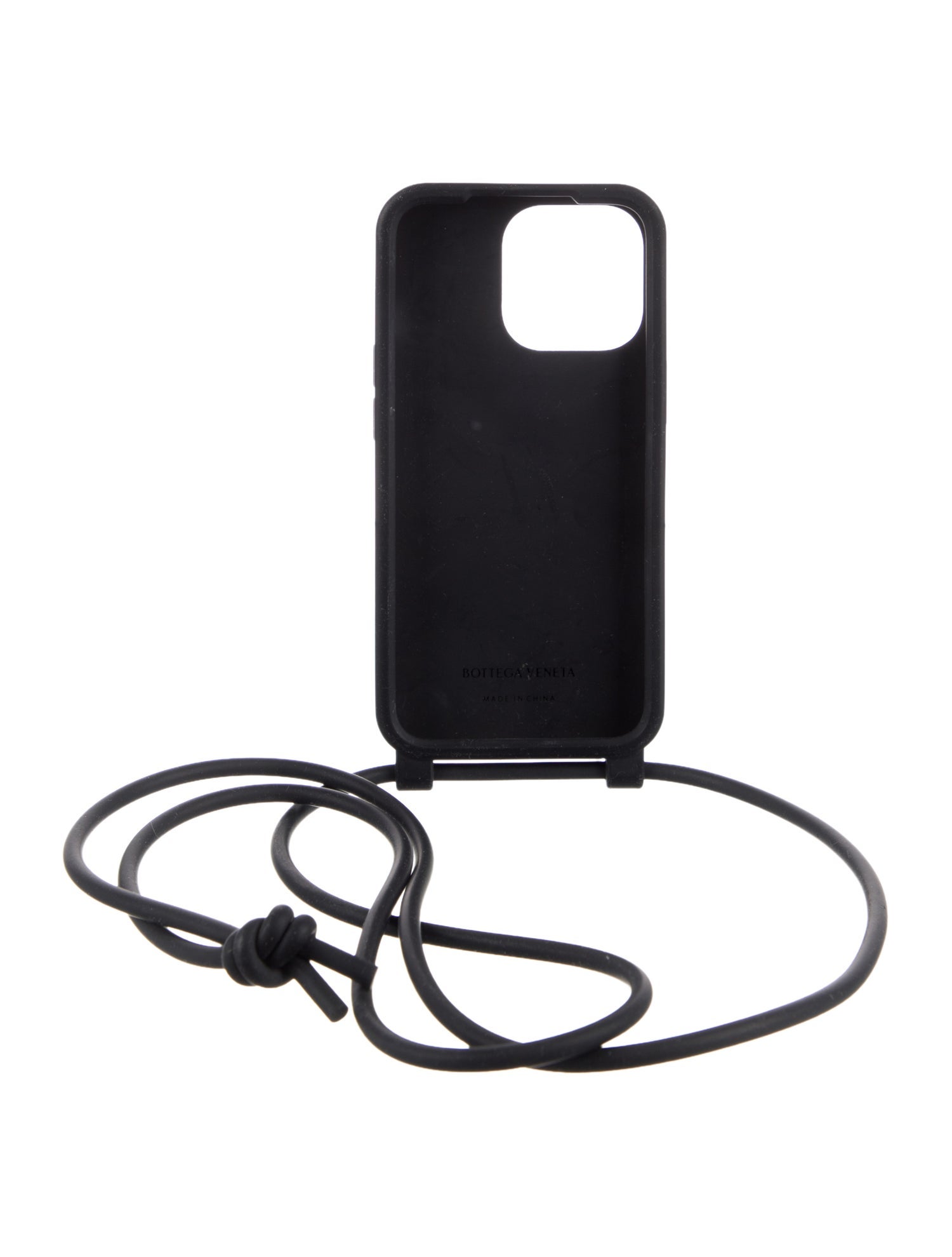 Bottega Veneta Black Rubber Pattern Print iPhone Case w/ Detachable Strap