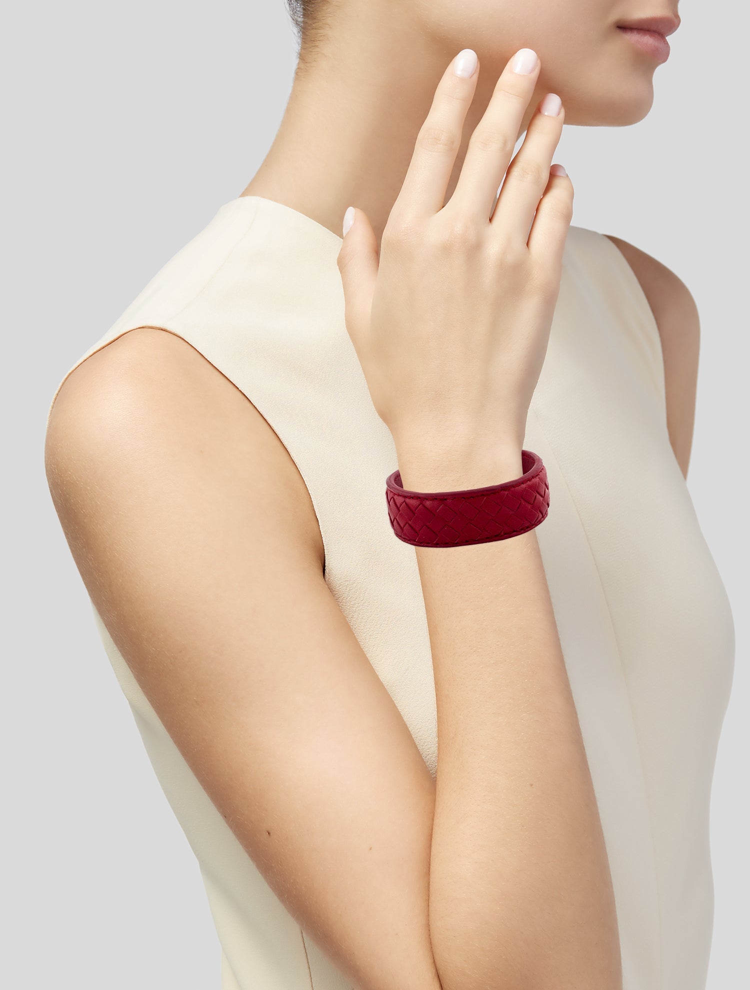 Bottega Veneta leather Intrecciato Cuff Bracelet