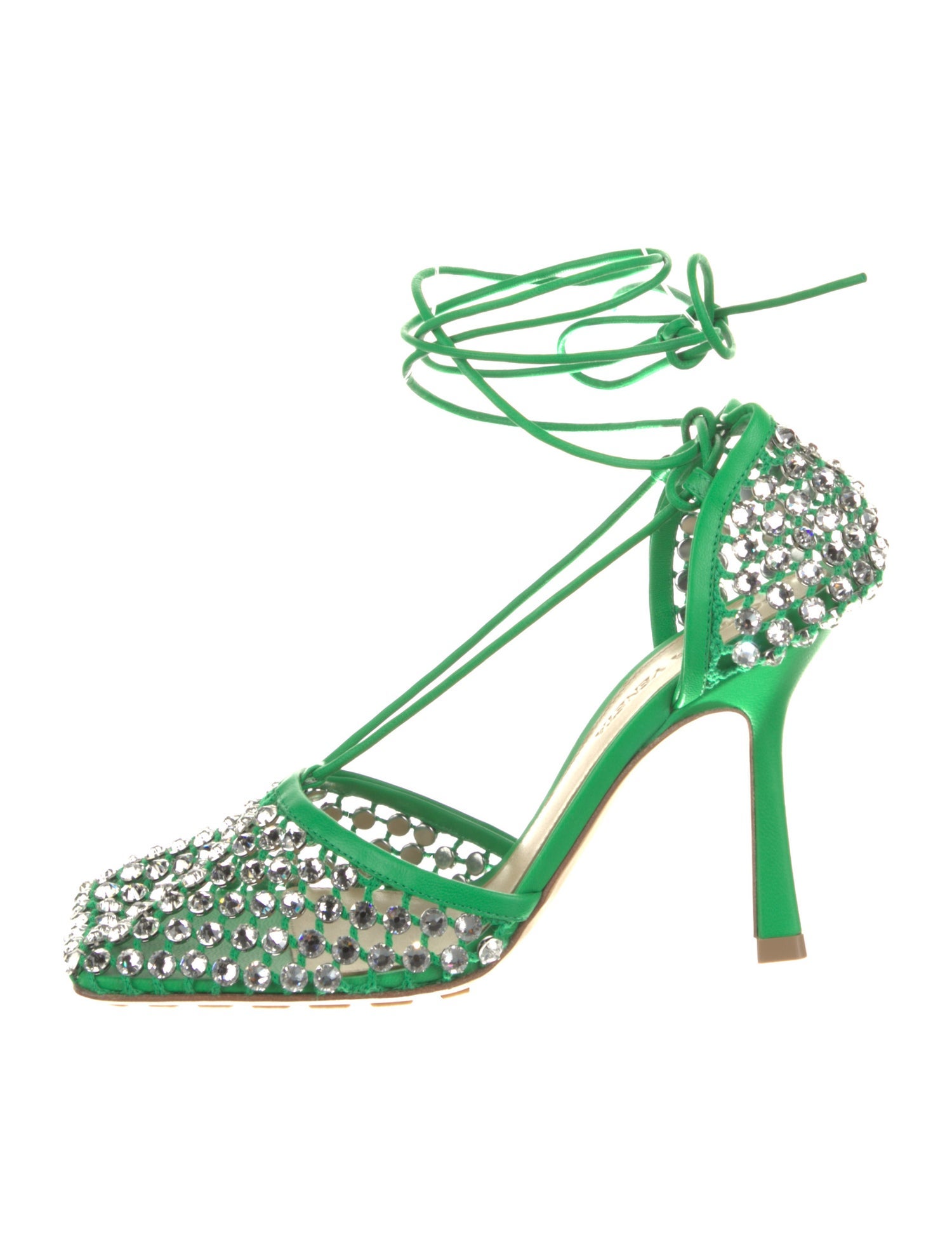 Bottega Veneta Satin Crystal Embellishments Sandals