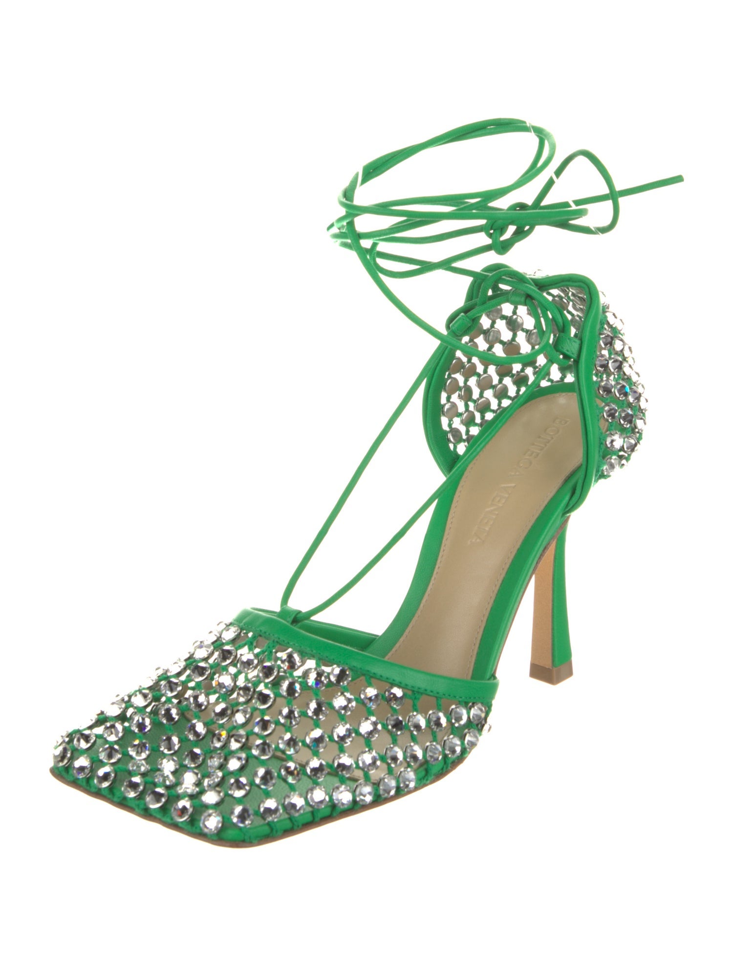Bottega Veneta Satin Crystal Embellishments Sandals