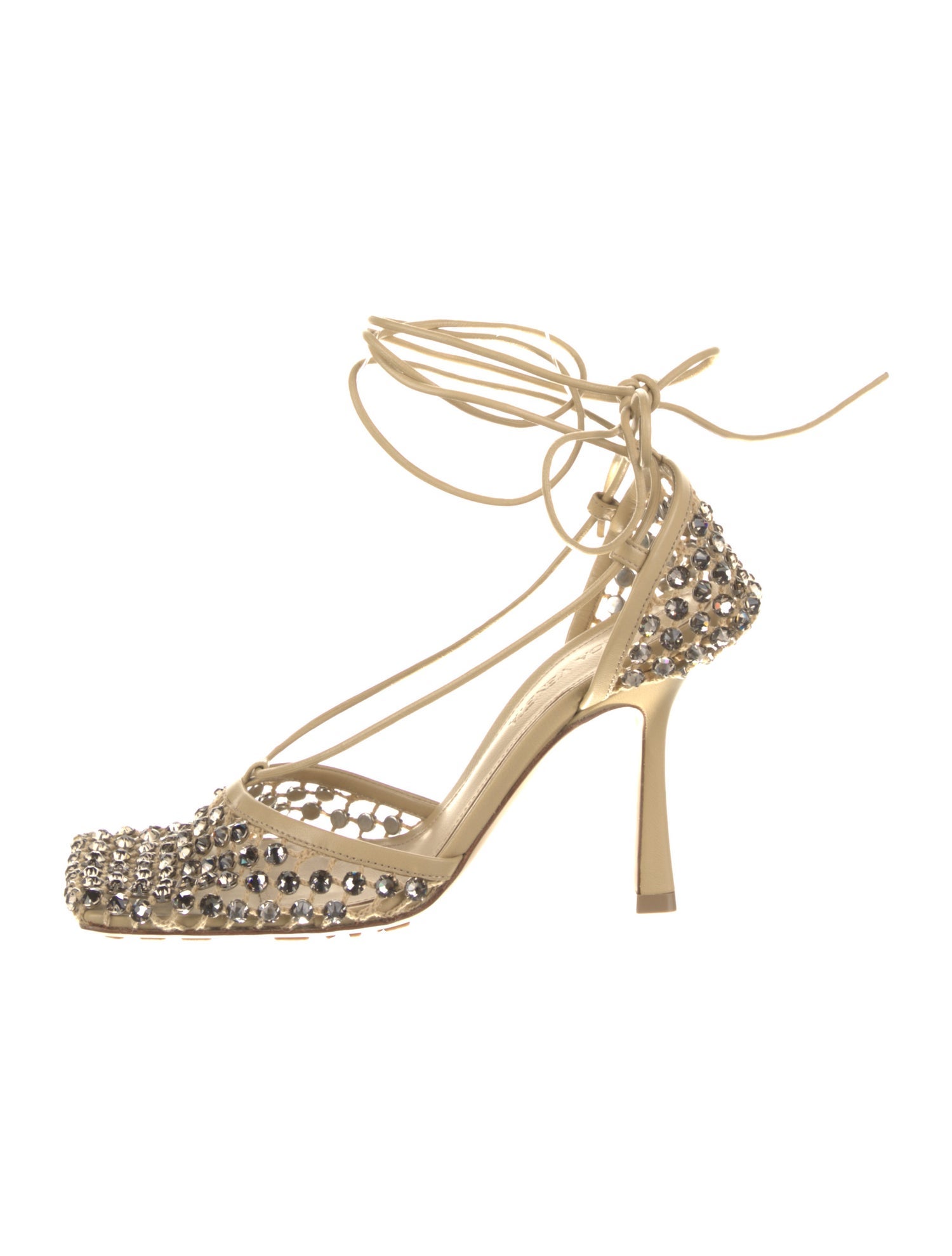 Bottega Veneta Leather Crystal Embellishments Sandals