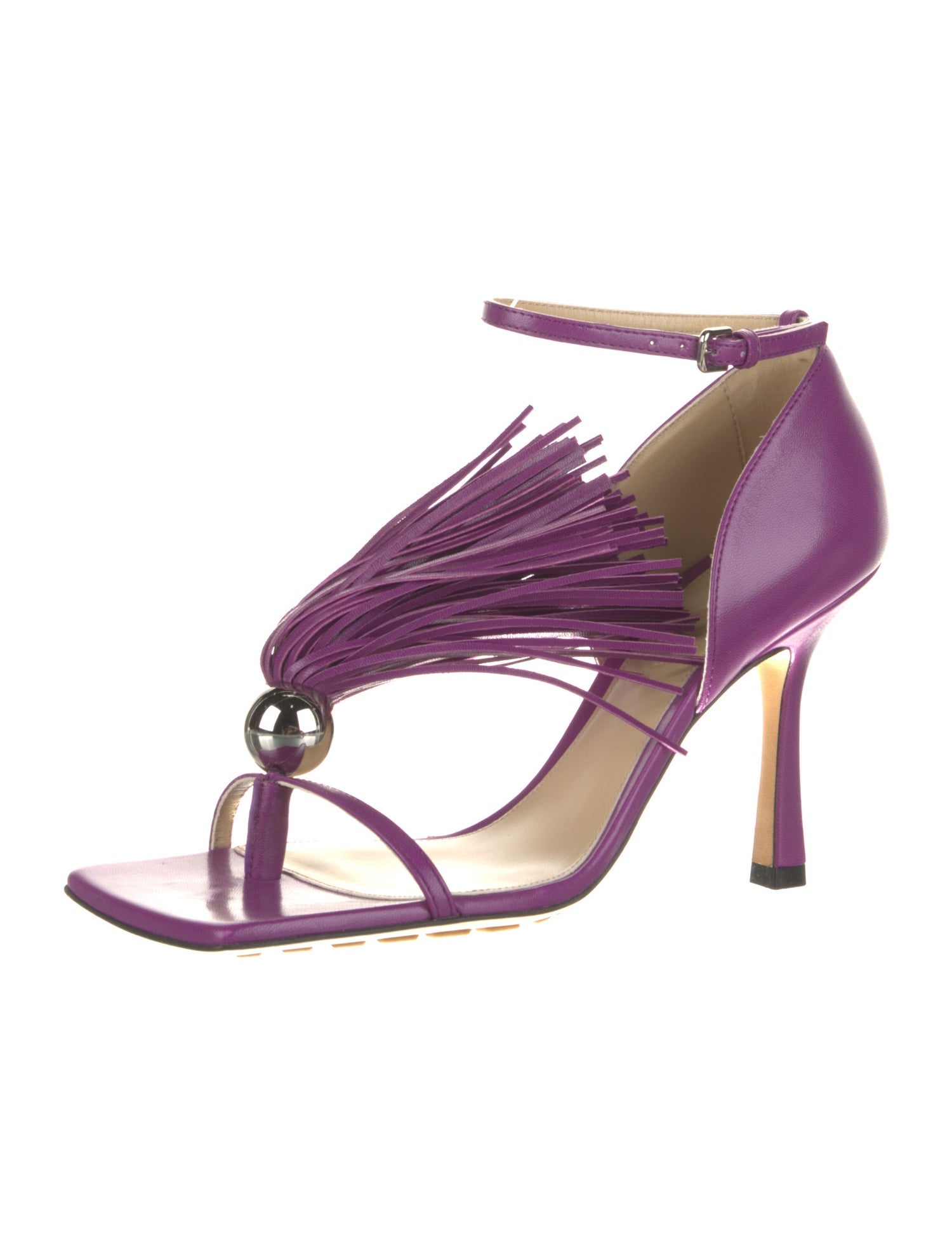 Bottega Veneta Leather Fringe Trim Accent Sandals