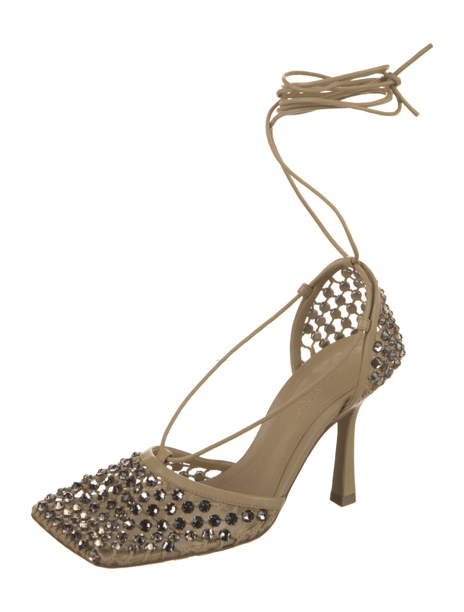 Bottega Veneta Leather Crystal Embellishments Sandals