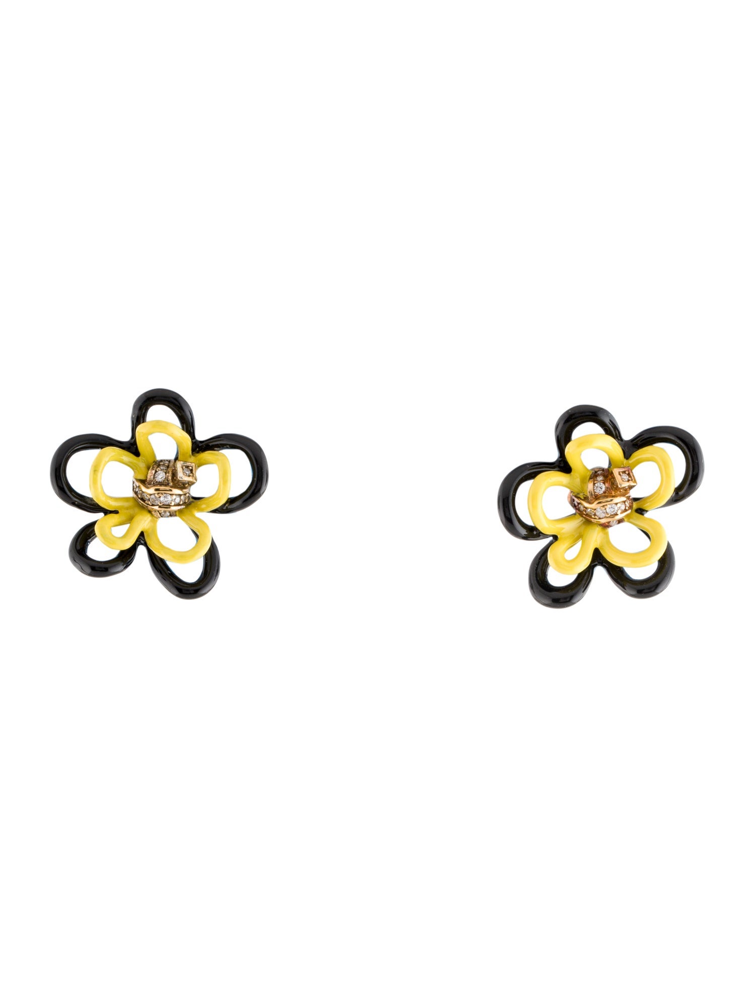 Bottega Veneta Cubic Zirconia & Enamel Flower Stud Earrings