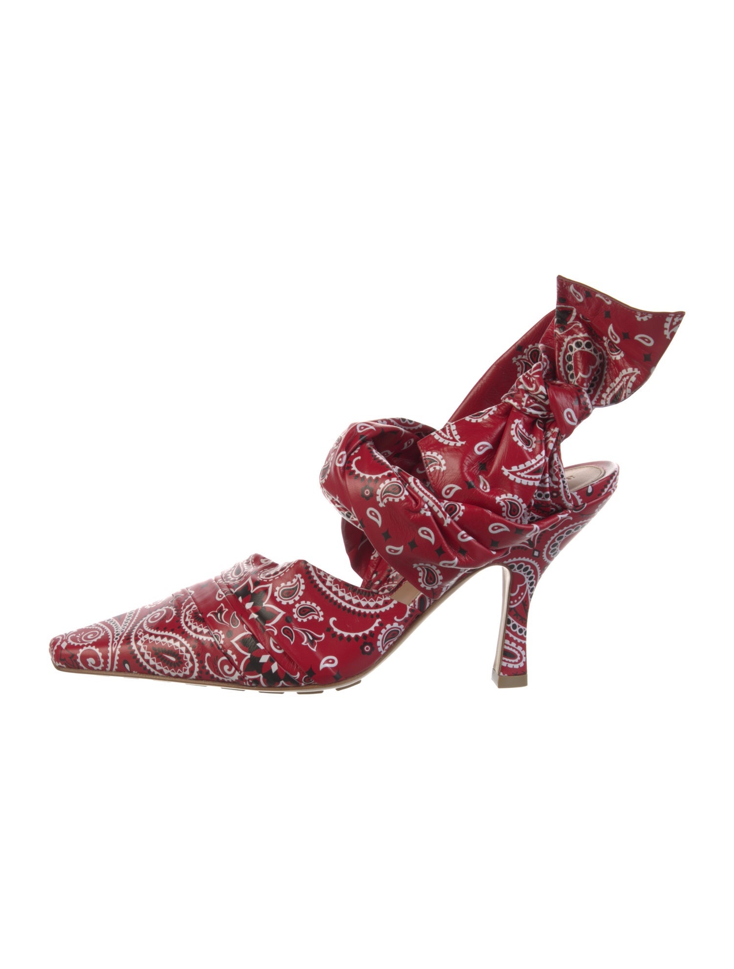 Bottega Veneta Leather Paisley Print Slingback Pumps