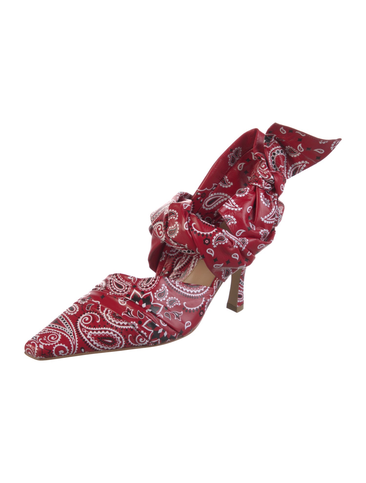Bottega Veneta Leather Paisley Print Slingback Pumps