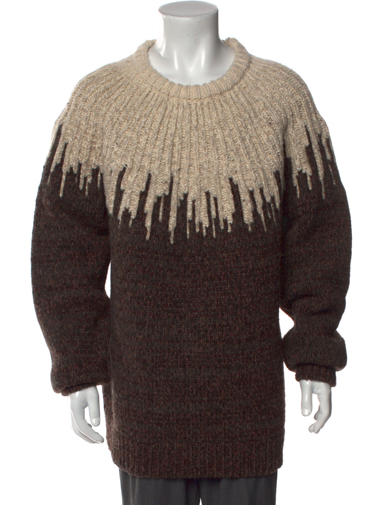 Bottega Veneta Colorblock Pattern Crew Neck Pullover