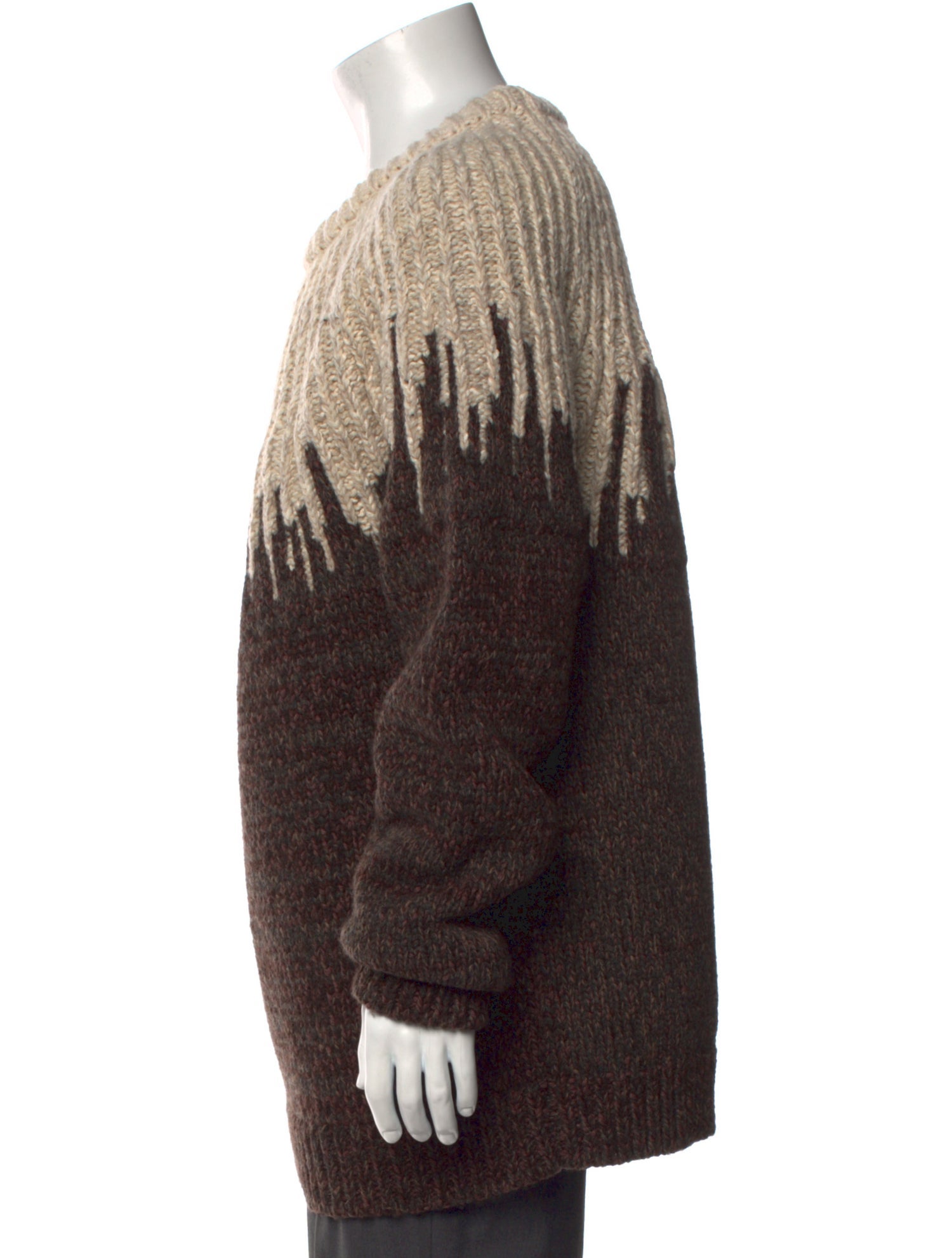 Bottega Veneta Colorblock Pattern Crew Neck Pullover