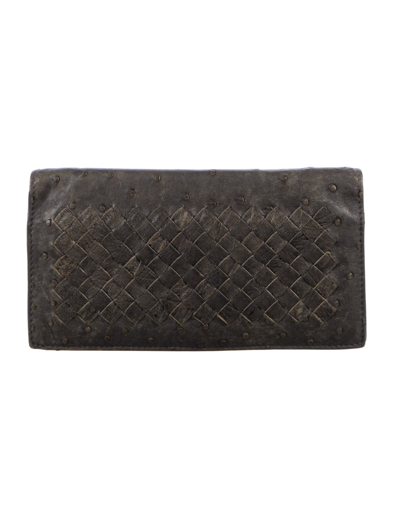 Bottega Veneta Intrecciato Weave Ostrich Bifold Wallet