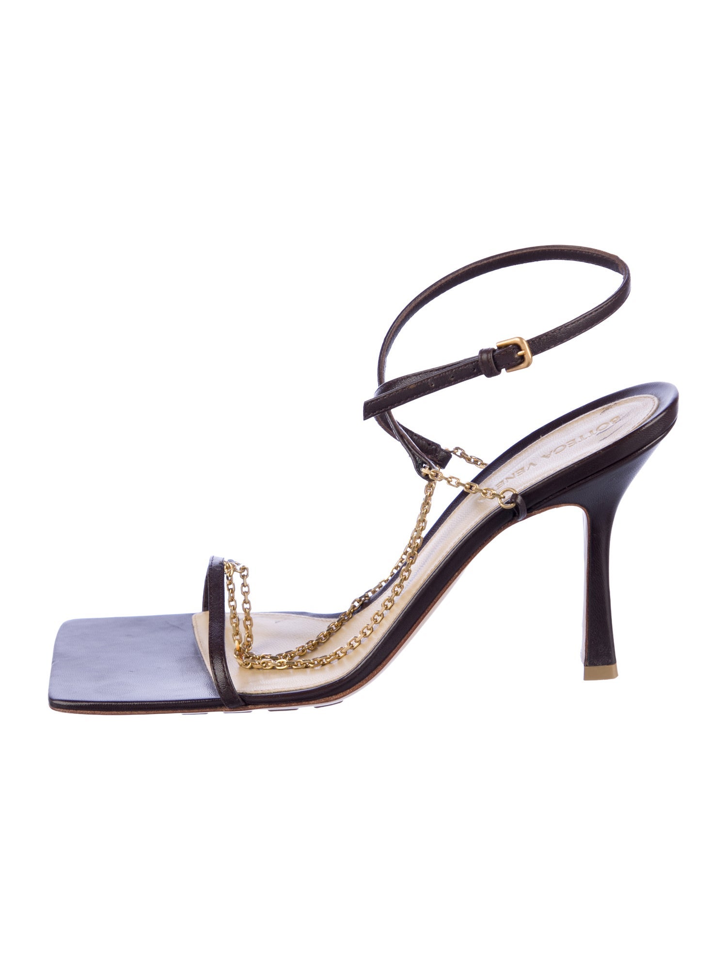 Bottega Veneta Leather Chain-Link Accents Slingback Sandals