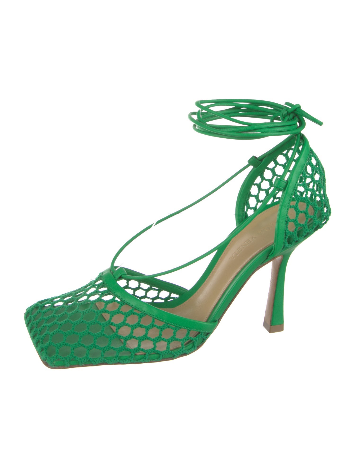 Bottega Veneta Mesh Leather Trim Embellishment Sandals