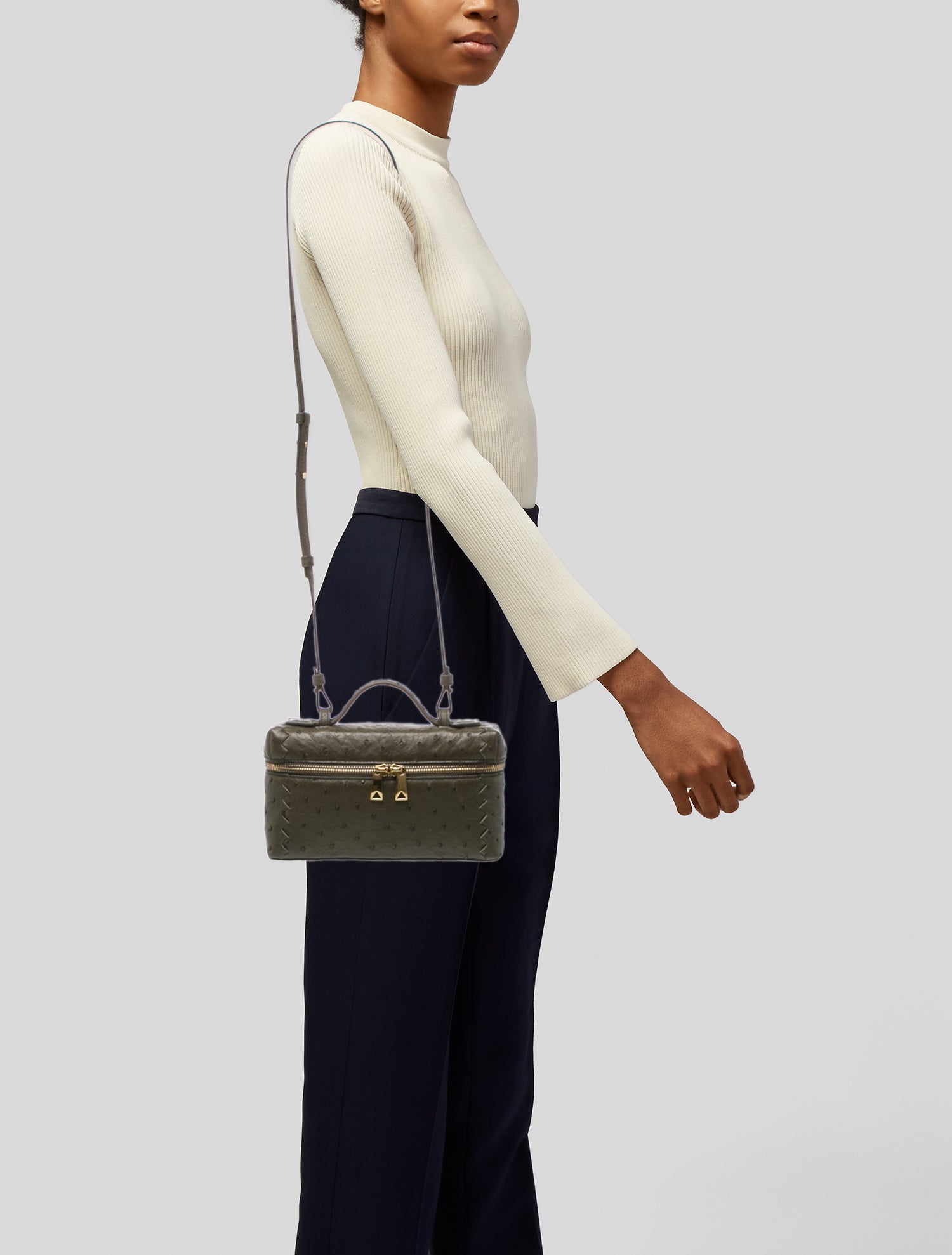 Bottega Veneta Ostrich Bang Bang - Green Crossbody Bags, Handbags