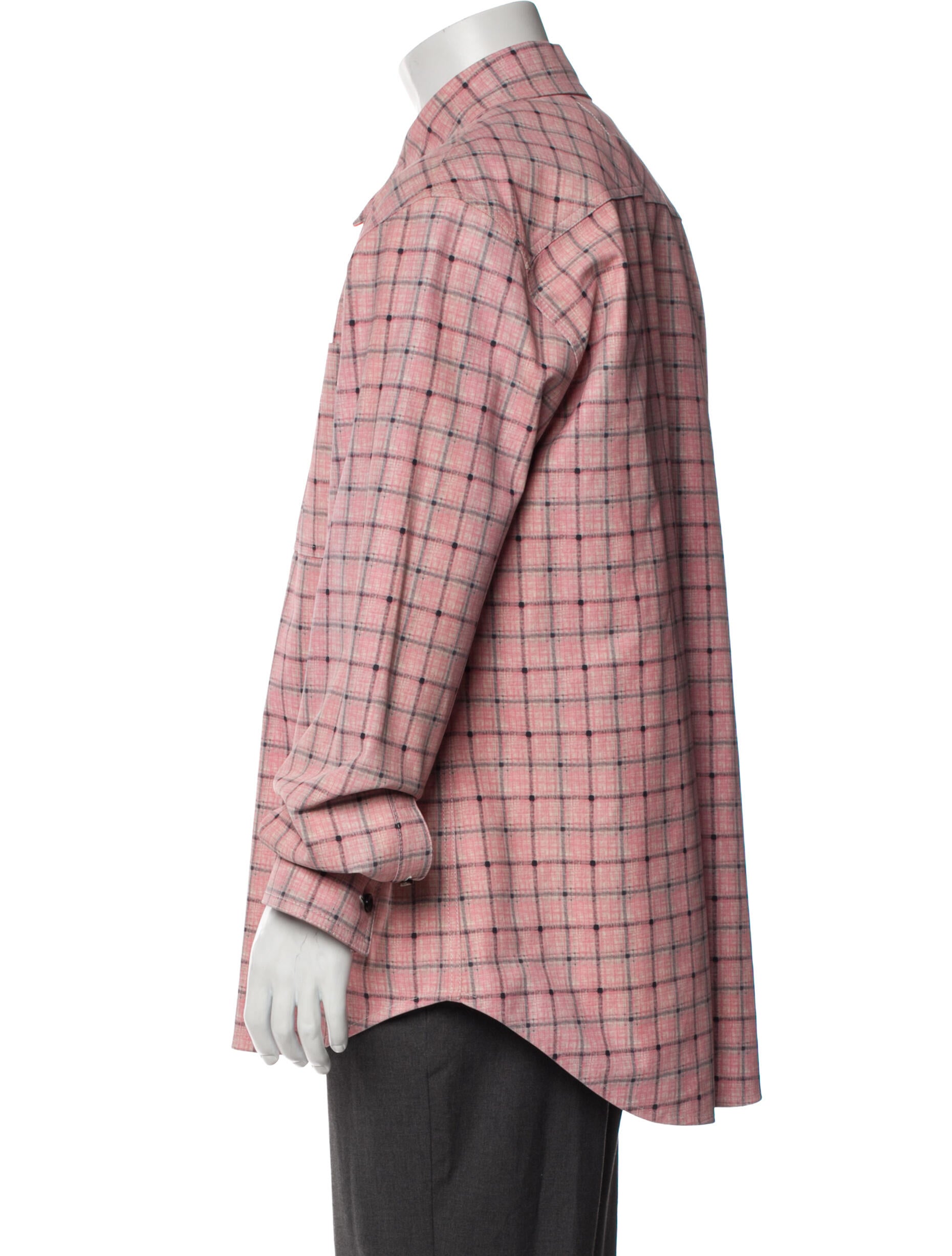 Bottega Veneta Leather Plaid Print Trucker Jacket