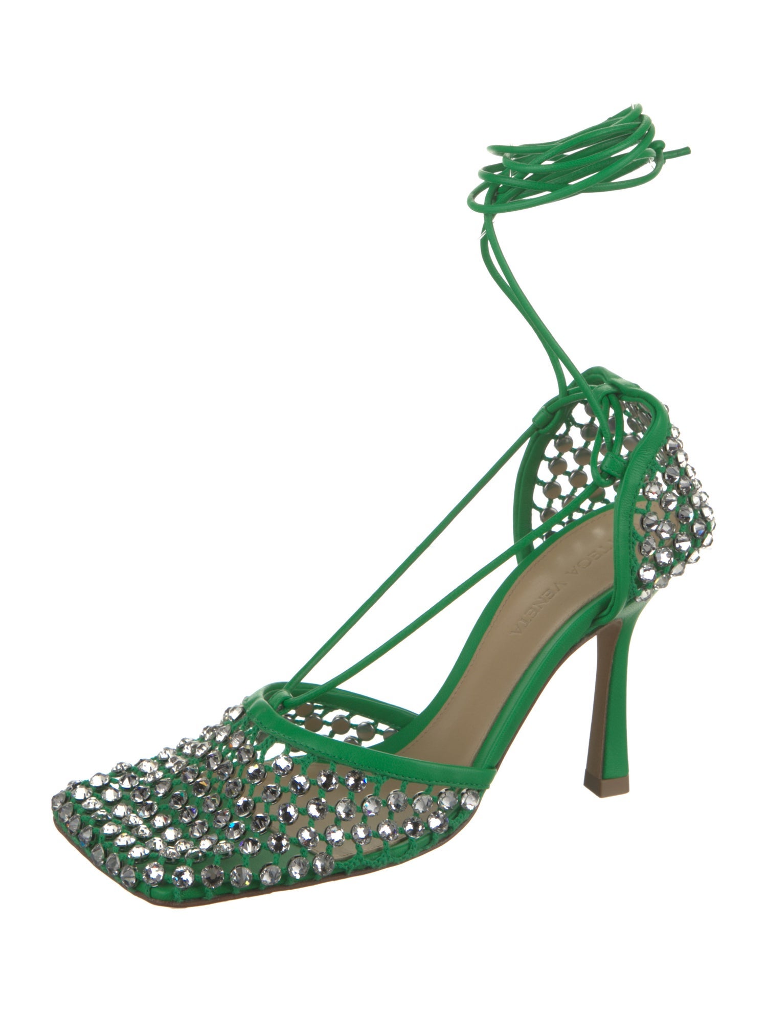 Bottega Veneta Leather Crystal Embellishments Sandals