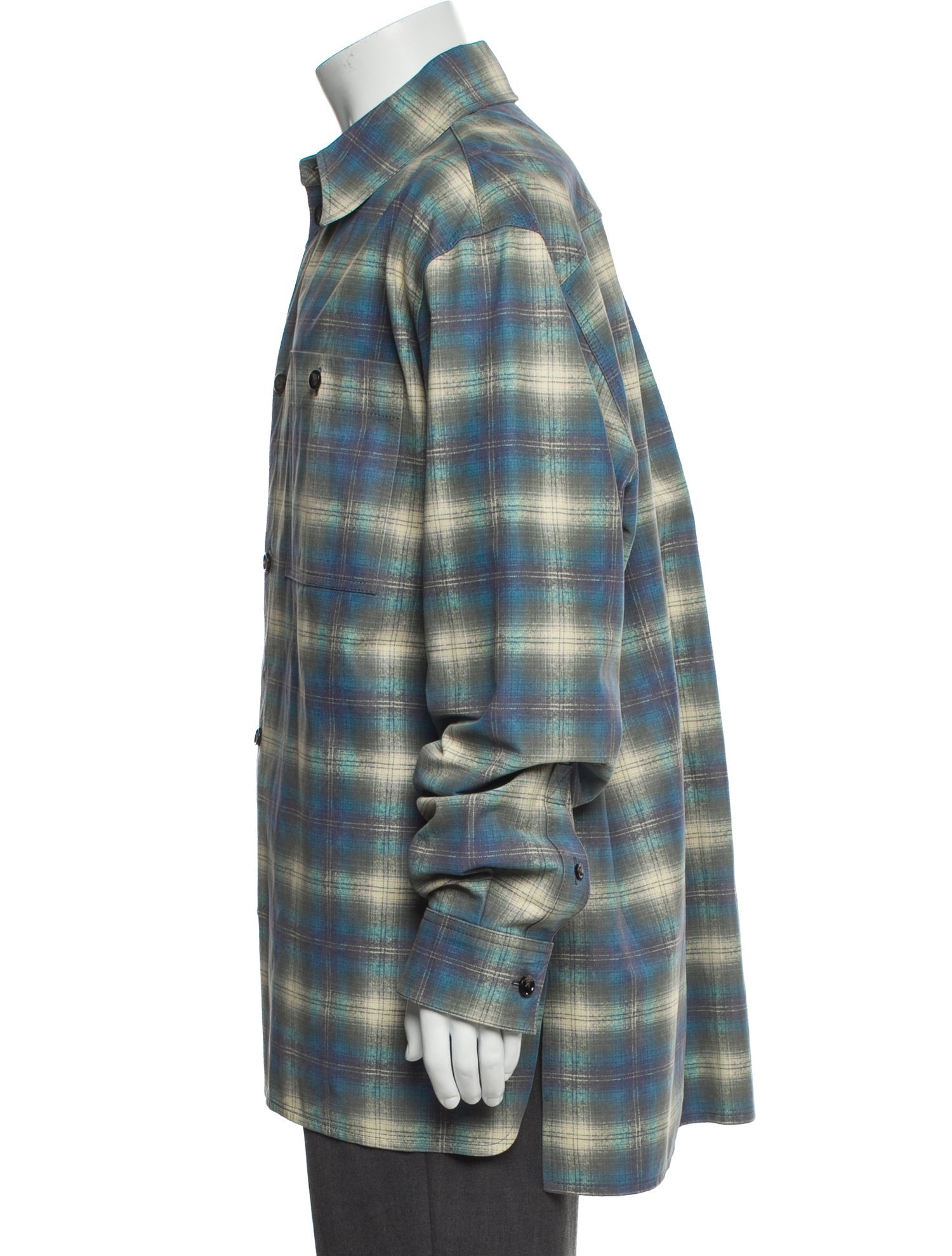 Bottega Veneta Leather Plaid Print Western Shirt