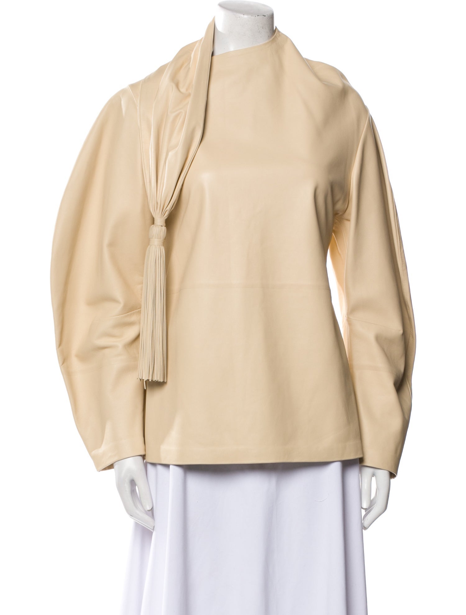 Bottega Veneta Leather Mock Neck Sweatshirt