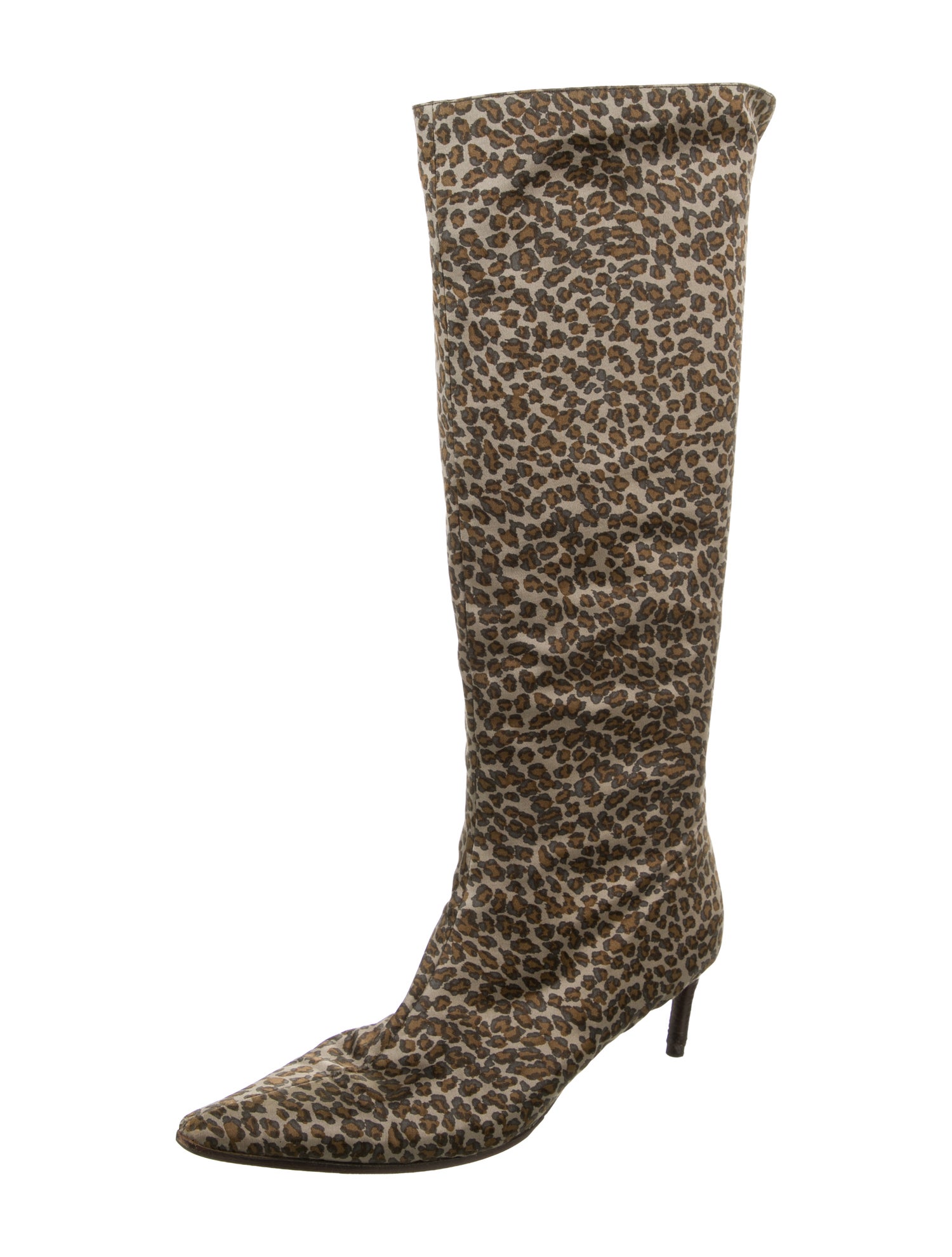Bottega Veneta Satin Animal Print Riding Boots