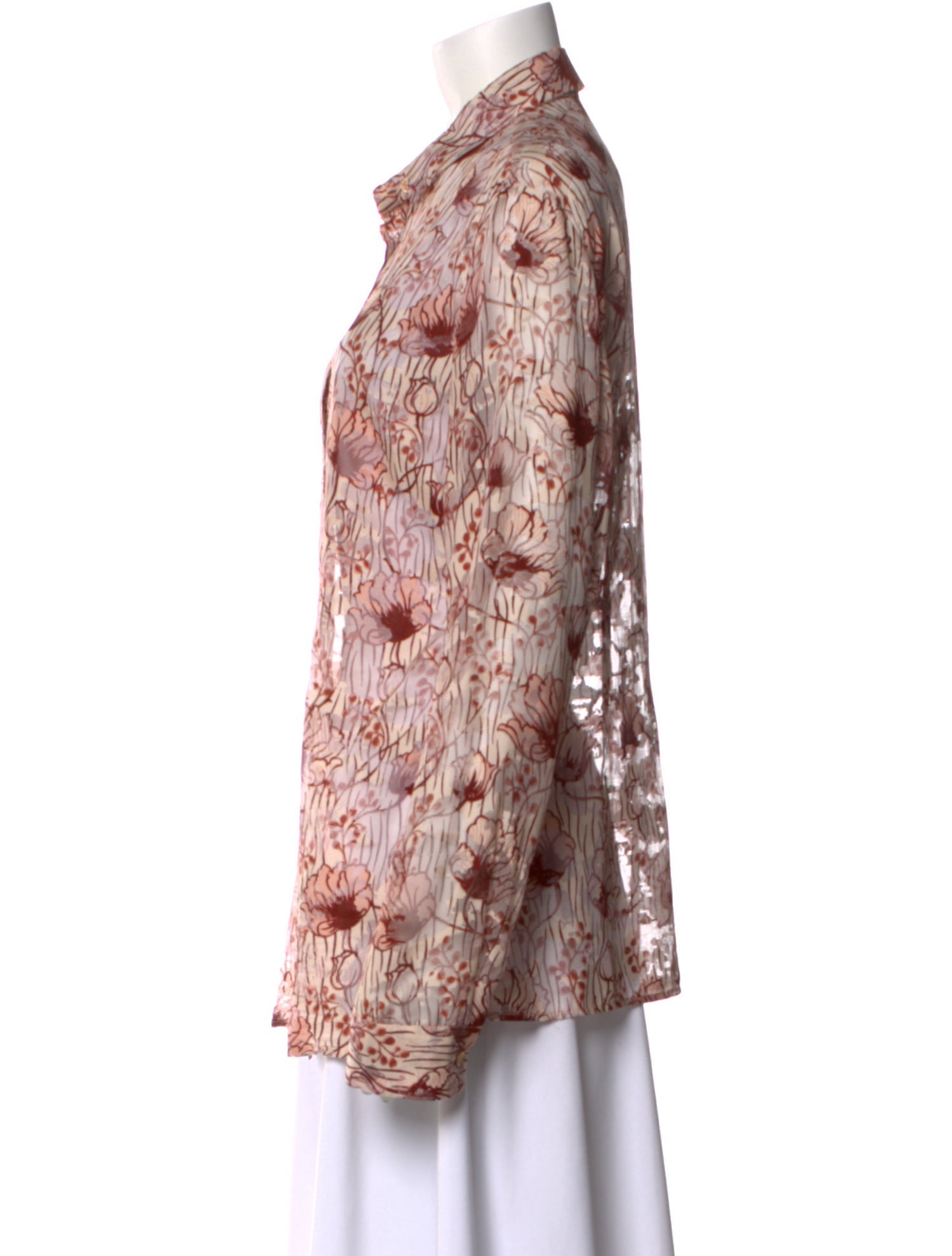 Bottega Veneta Printed Long Sleeve Button-Up Top