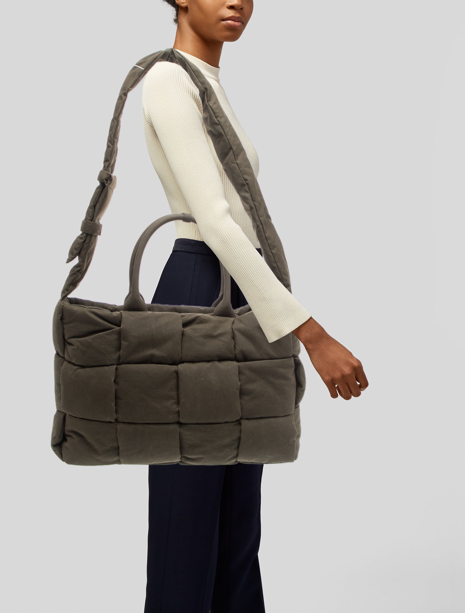 Bottega Veneta Canvas Acro Puffy Tote Large