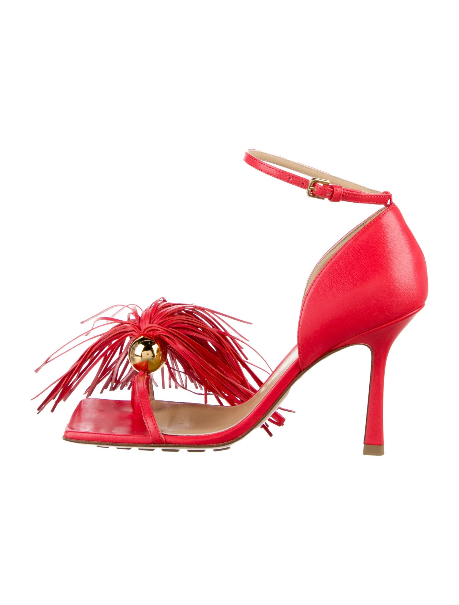 Bottega Veneta Leather Fringe Trim Accent Sandals