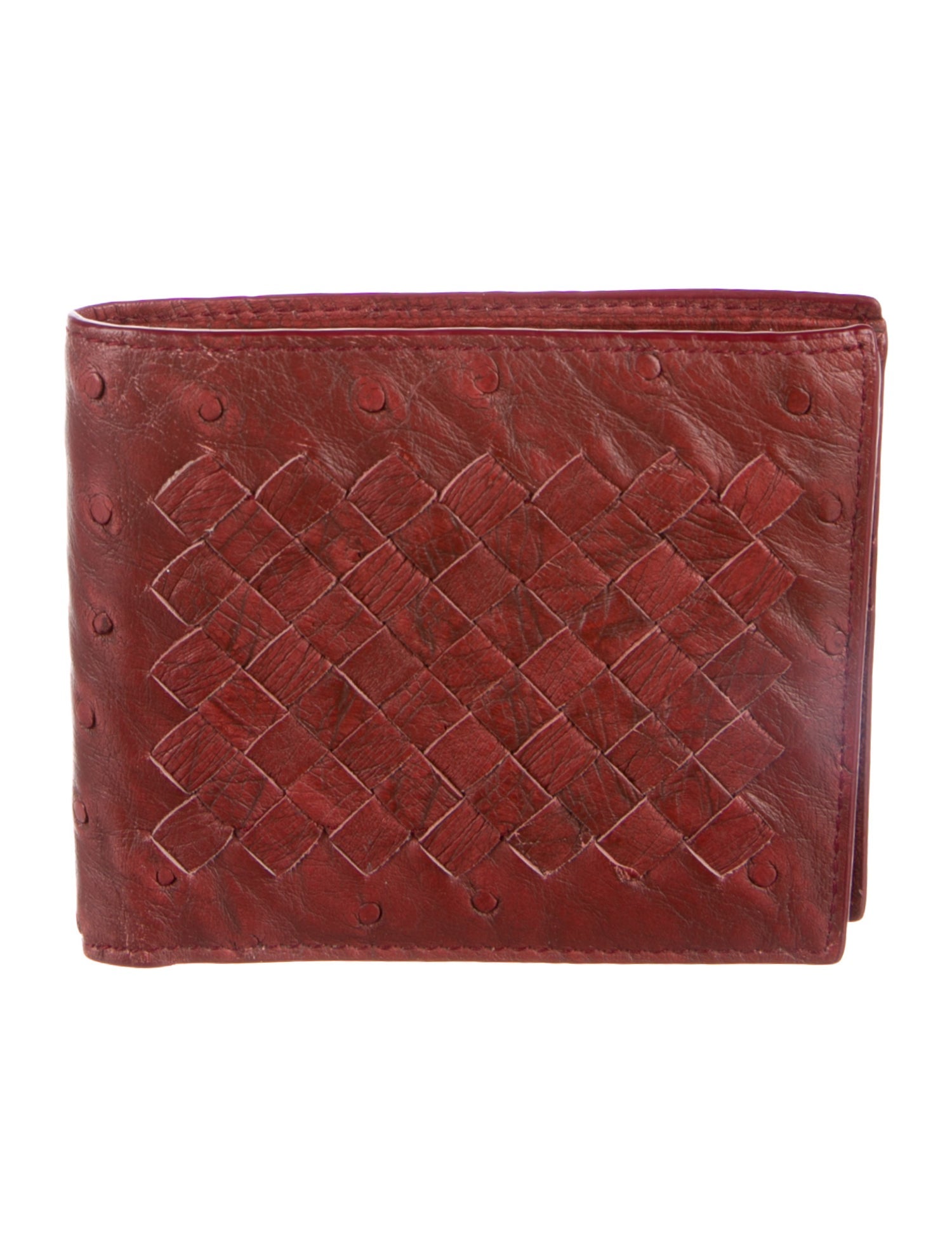 Bottega Veneta Intrecciato Weave Ostrich Bifold Wallet