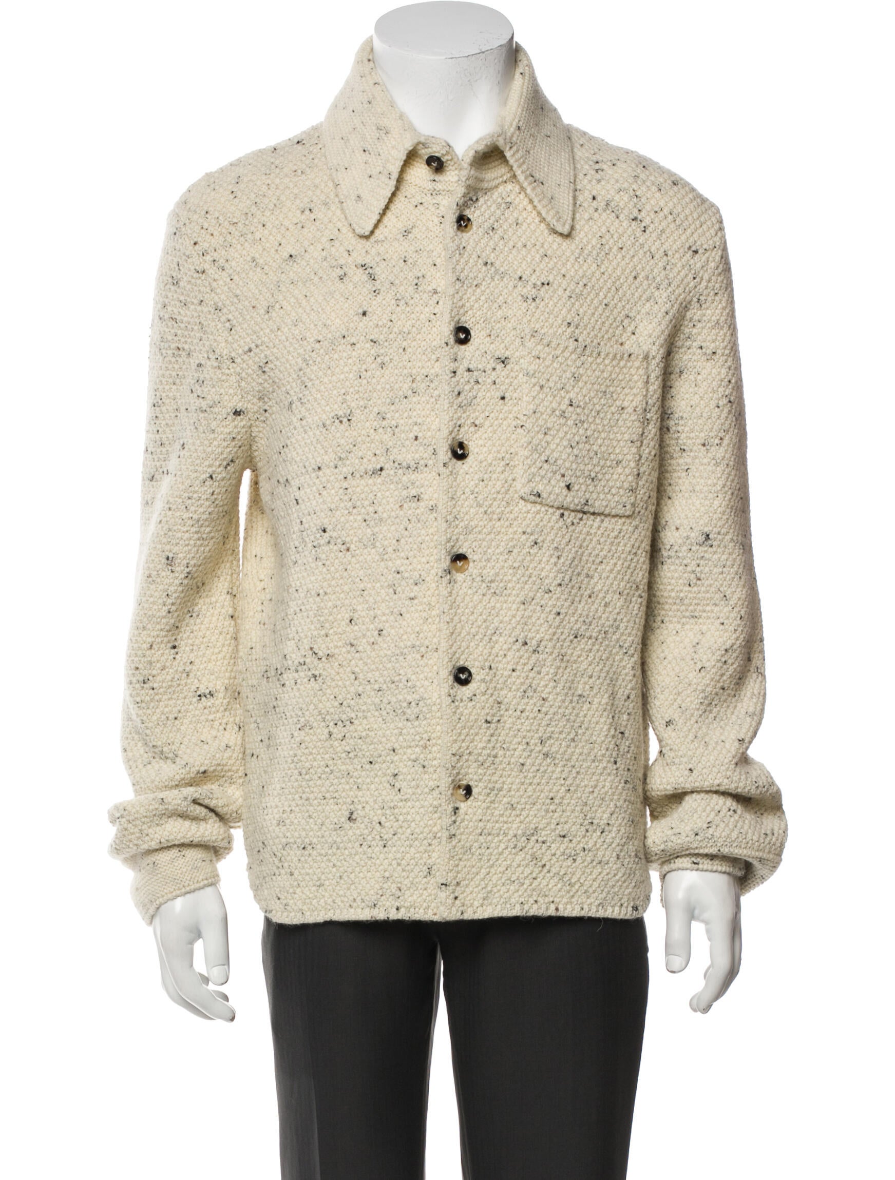 Bottega Veneta Wool Tweed Pattern Peacoat