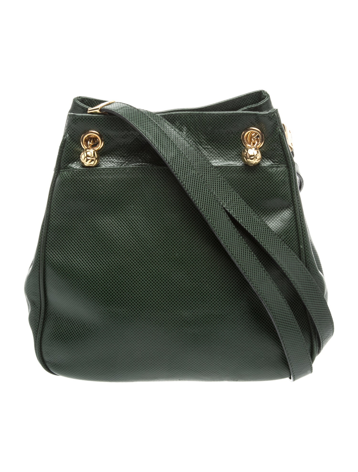 Bottega Veneta Embossed Leather Marco Polo - Green Shoulder Bags