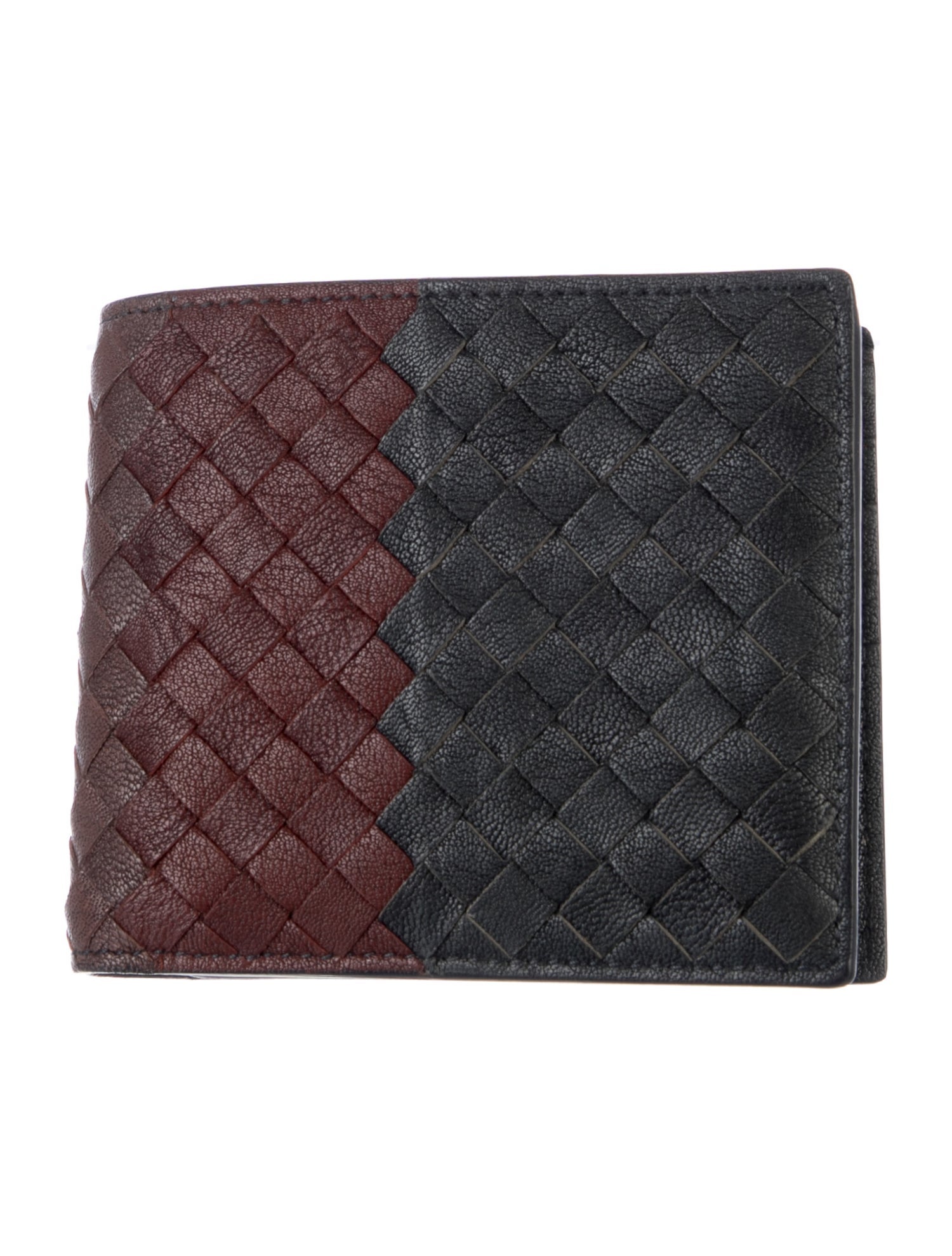 Bottega Veneta Leather Colorblock Pattern Bifold Wallet