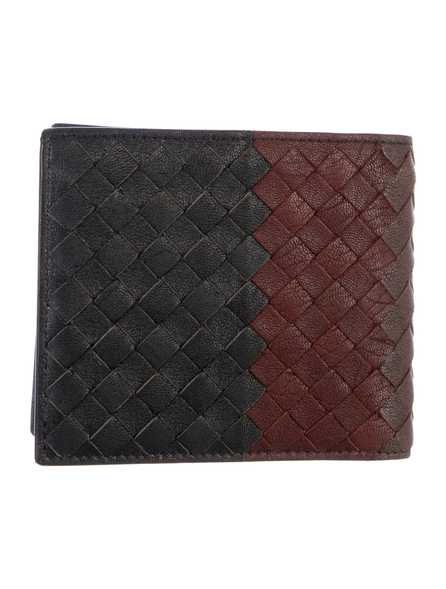 Bottega Veneta Leather Colorblock Pattern Bifold Wallet