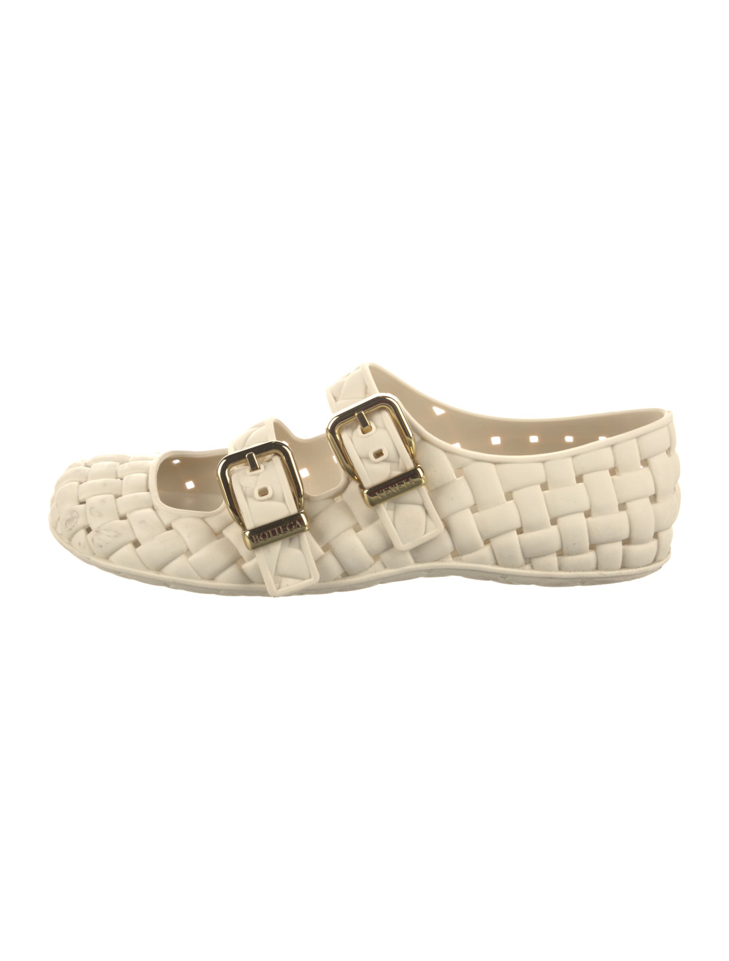 Bottega Veneta Intrecciato Weave Rubber Mary Jane Flats
