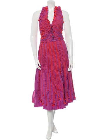 Bottega Veneta Spring 2016 Appliqué Halter Dress w/ Tags