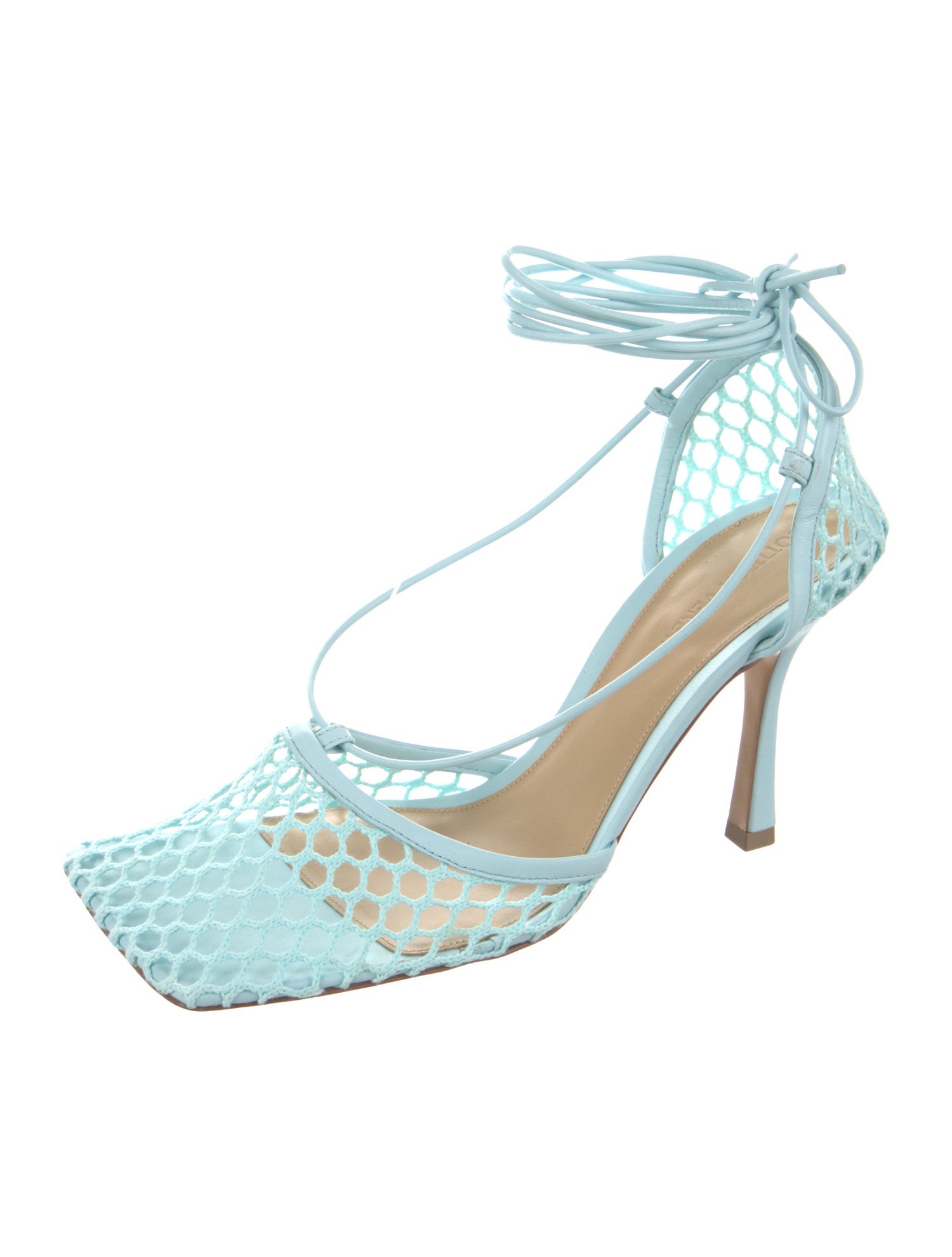 Bottega Veneta Mesh Leather Trim Embellishment T-Strap Pumps w/ Tags