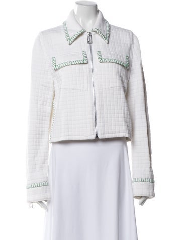 Pre-owned Bottega Veneta Nylon Biker Jacket In White