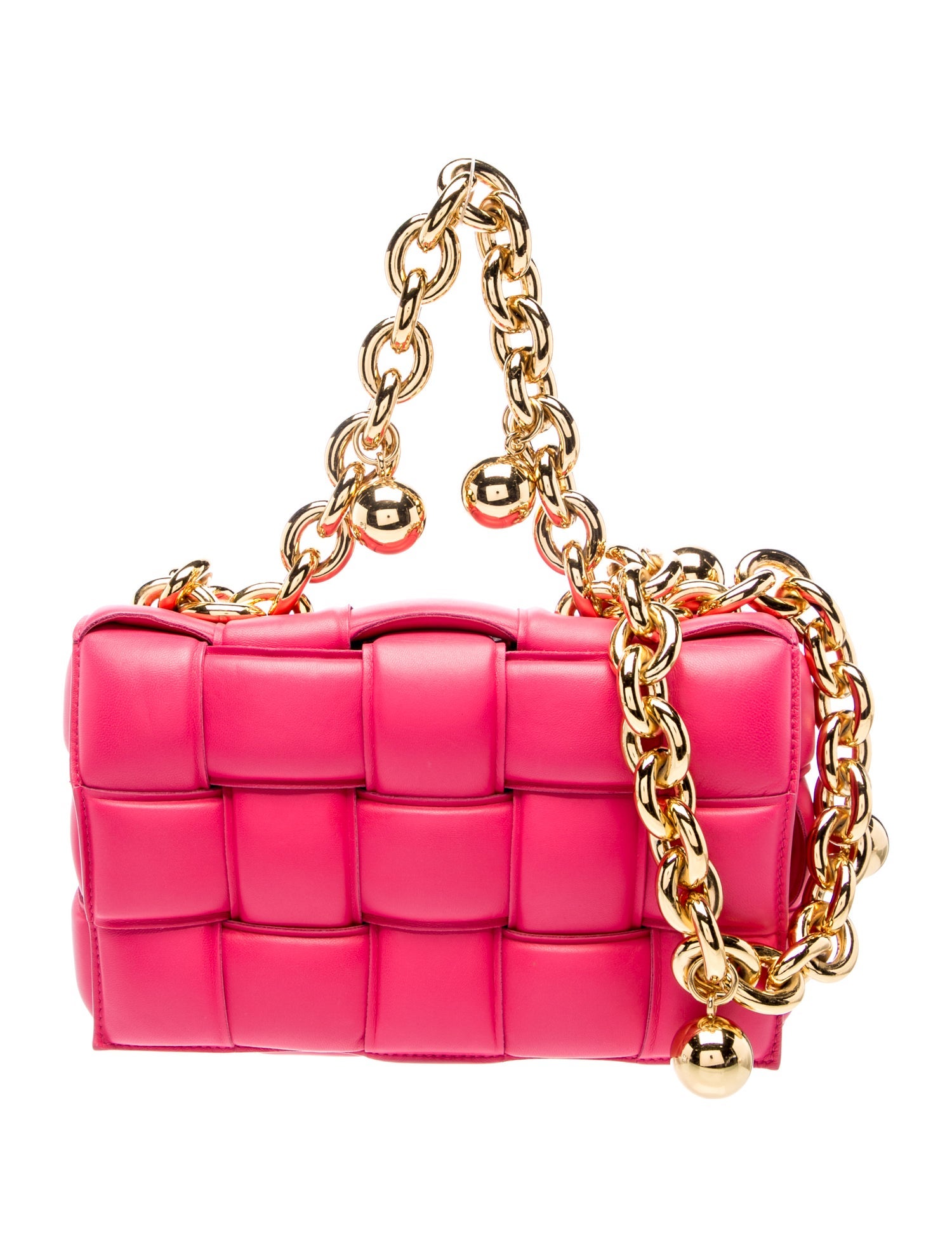 Bottega Veneta Intrecciato Chain Padded Cassette - Pink Shoulder Bottega Veneta Intrecciato Chain Padded Cassette - Pink Shoulder