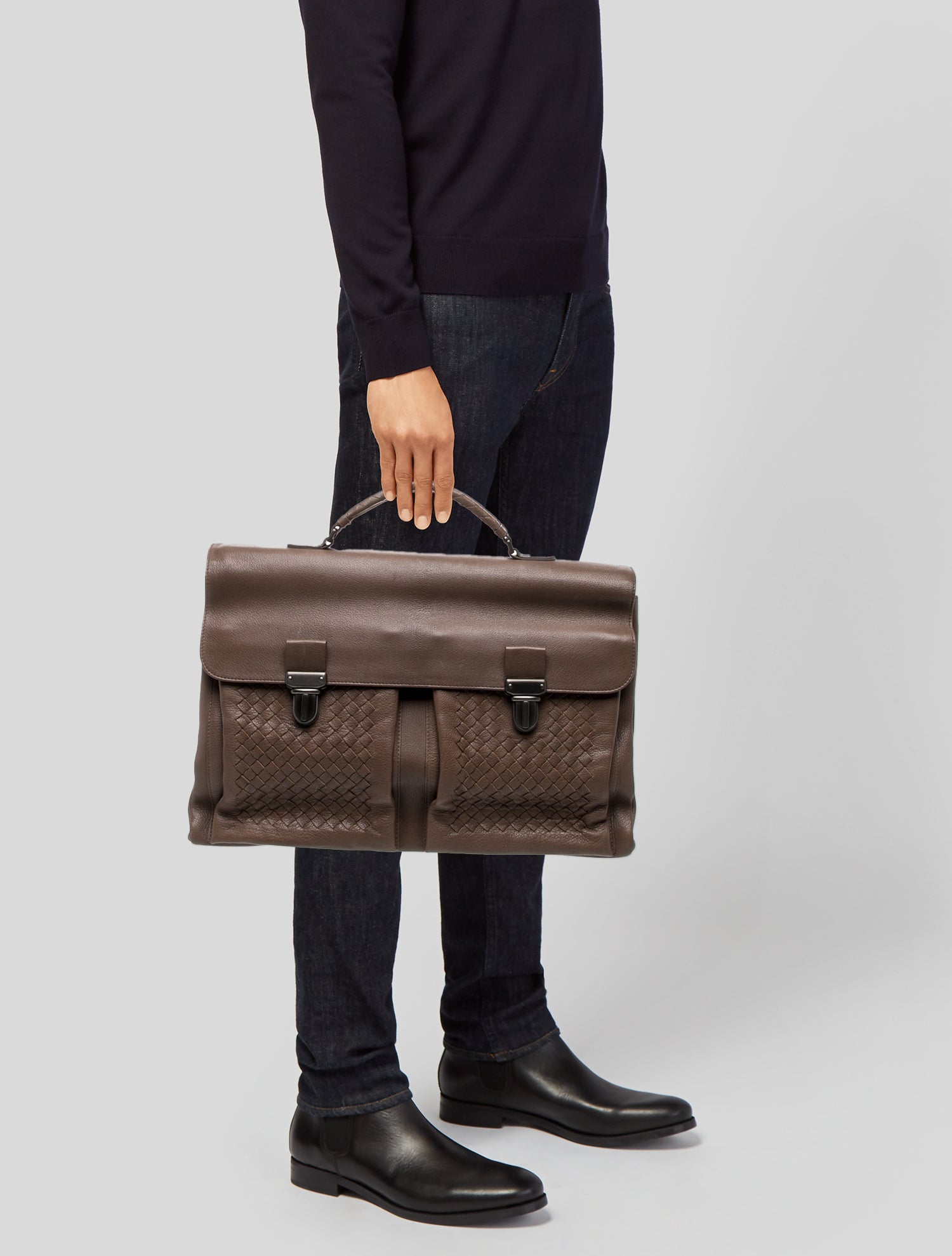 Bottega Veneta Intrecciato Trimmed Nappa Business Bag