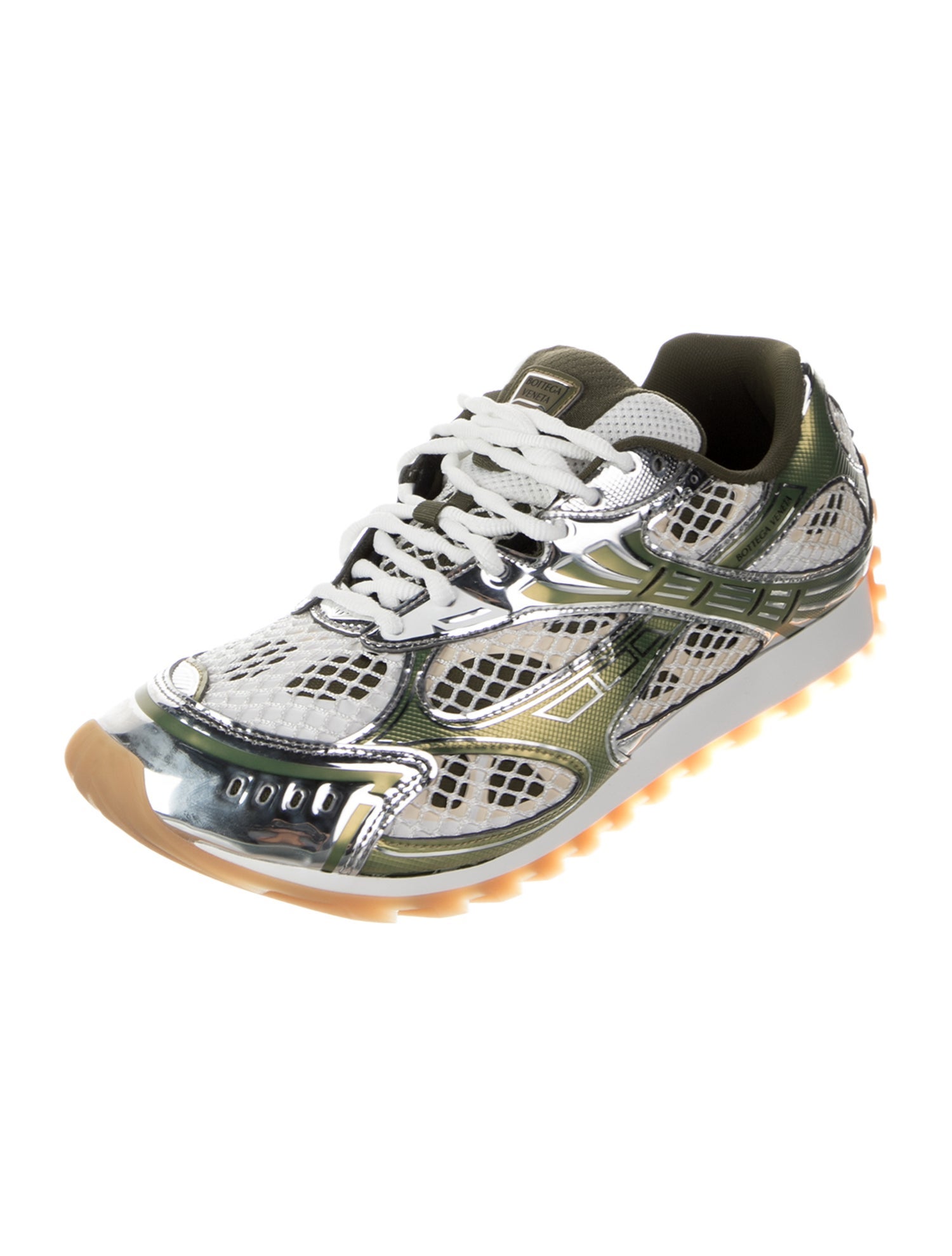 Bottega Veneta Leather Colorblock Pattern Sneakers