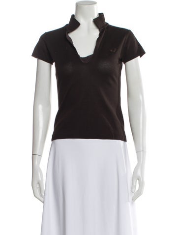 Pre-owned Bottega Veneta Silk Short Sleeve Polo In Brown