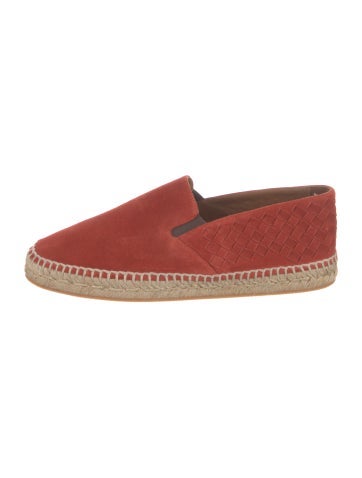 Pre-owned Bottega Veneta Intrecciato Weave Suede Slippers In Orange