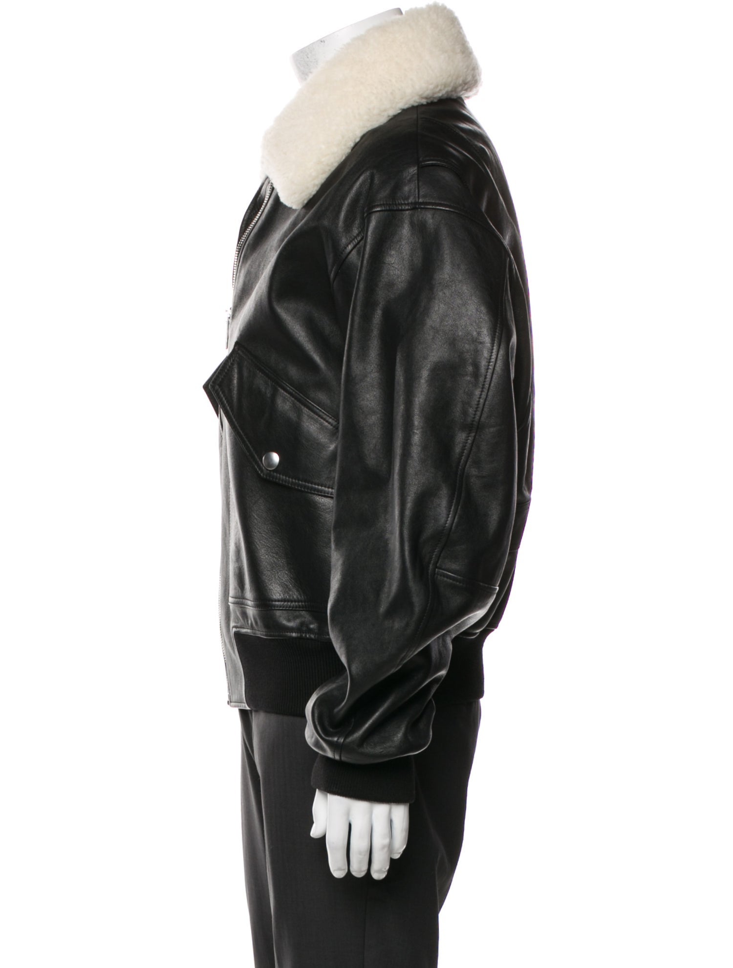 Bottega Veneta 2022 Shearling-trimmed leather jacket Moto Jacket