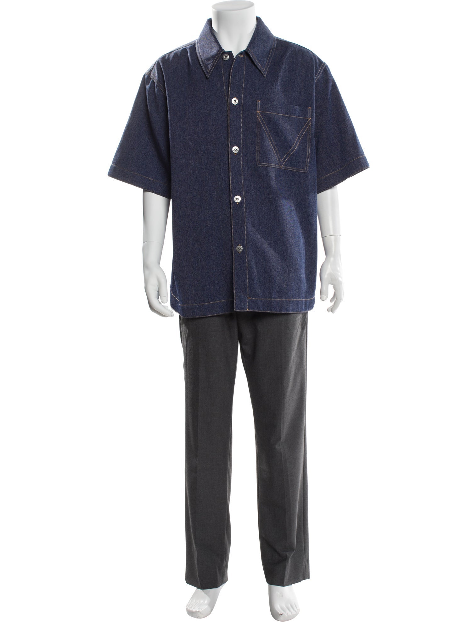 Bottega Veneta Wool Short Sleeve Denim Shirt