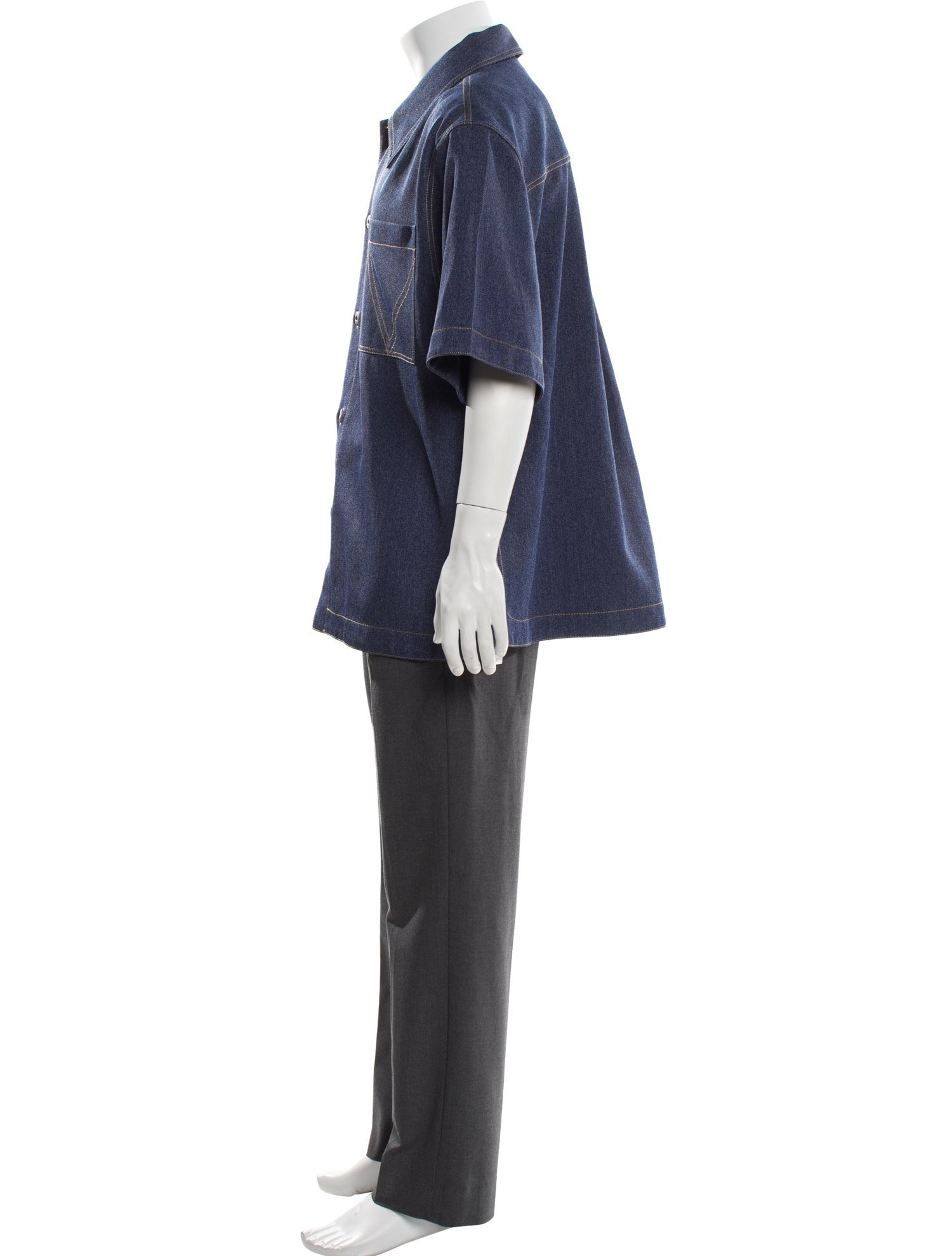Bottega Veneta Wool Short Sleeve Denim Shirt