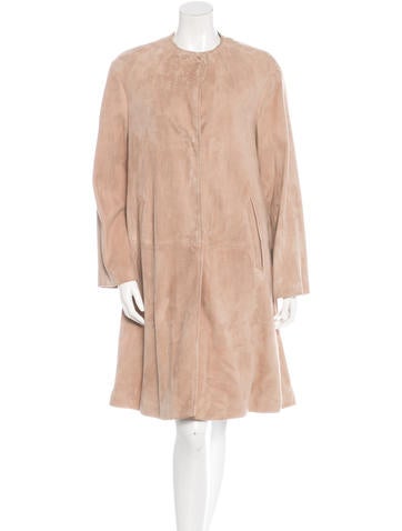 Bottega Veneta Long Sleeve Suede Coat