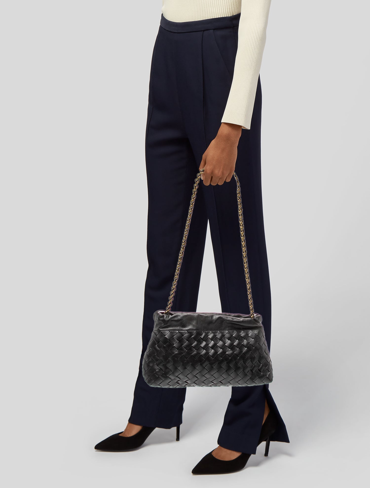 Bottega Veneta Vintage Metallic Intrecciato Tassel Box Clutch